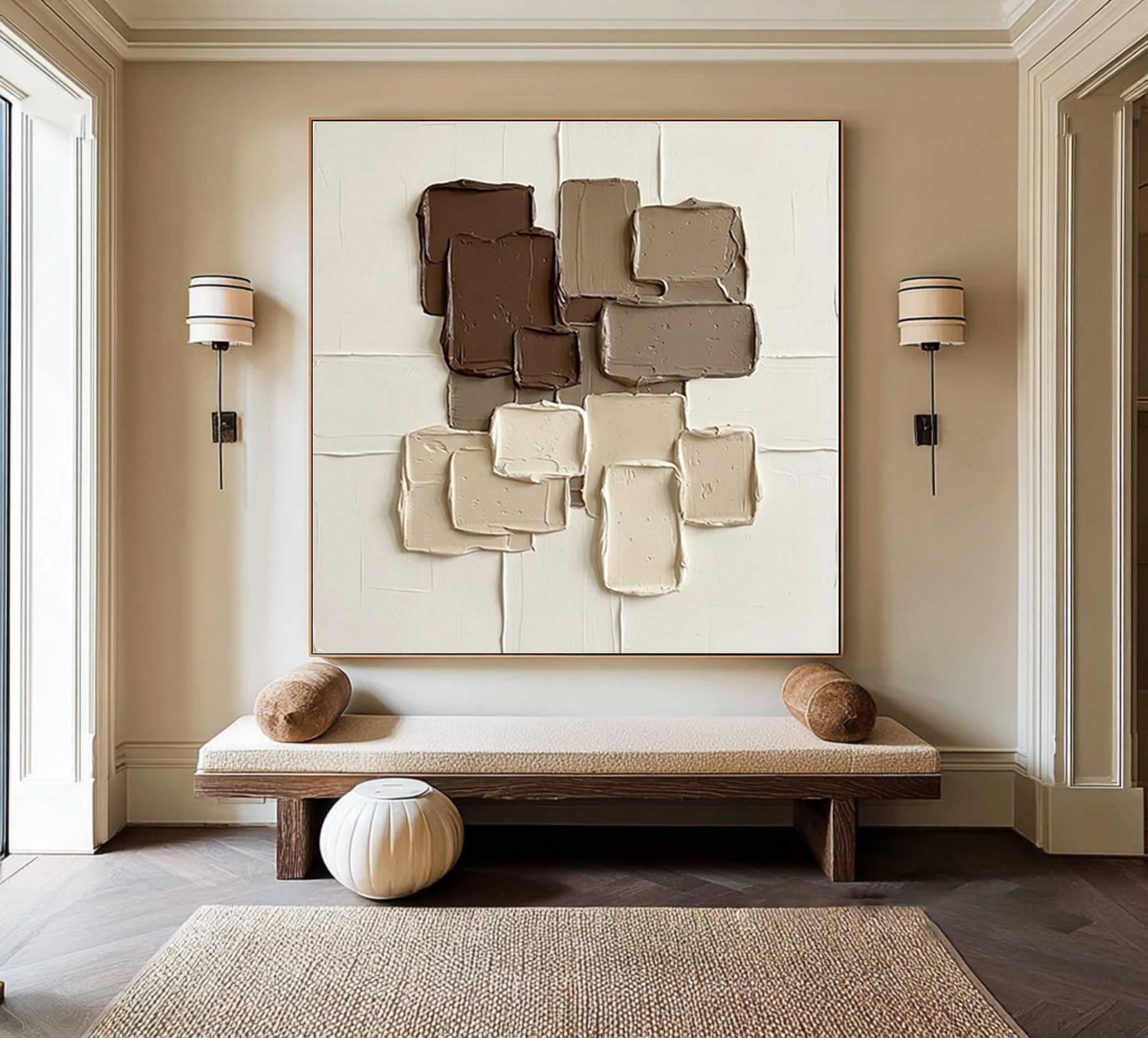 Large Chocolate Brown Textured Wall Art Neutral Contemporary Canvas Painting