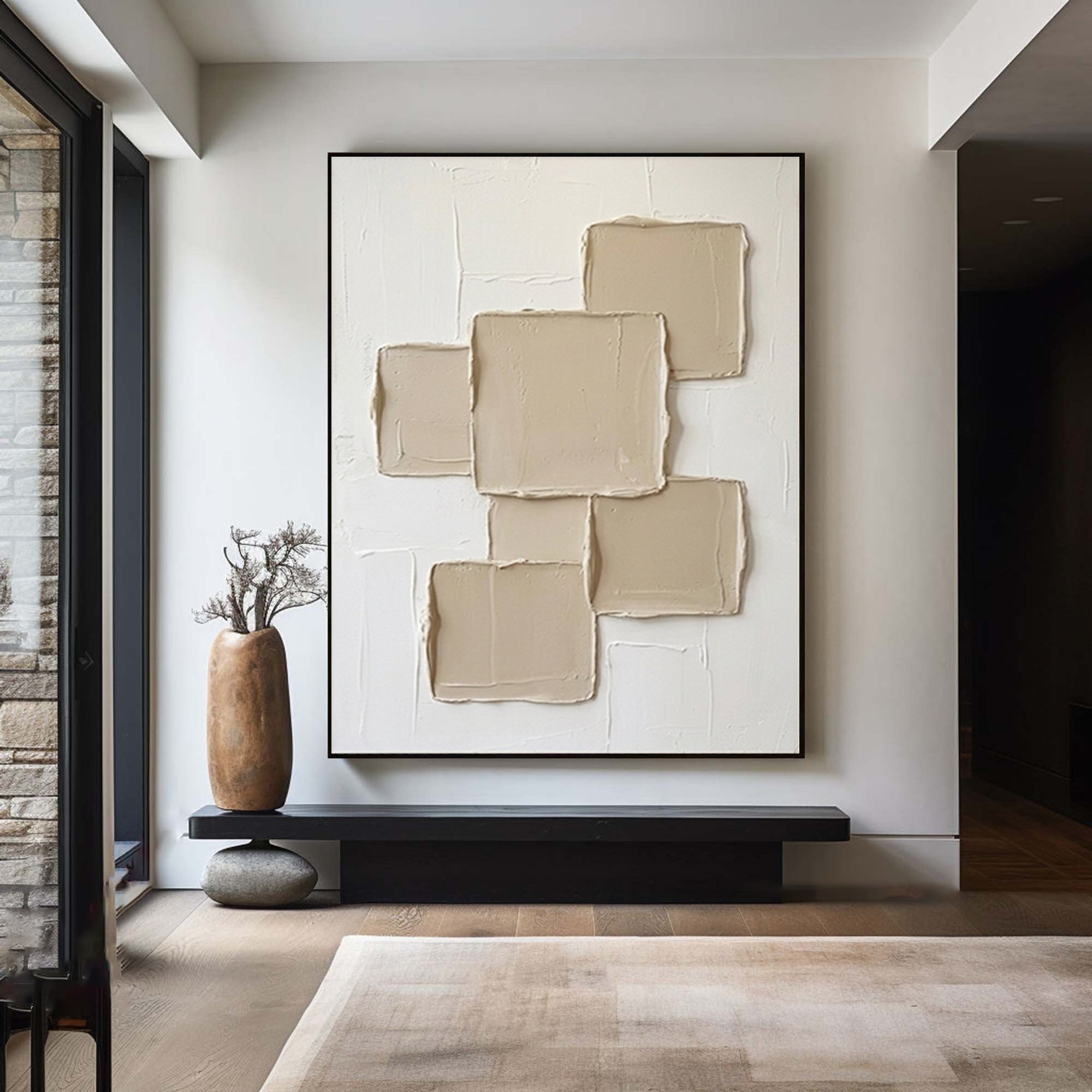 Large Sculptural White Wall Art Contemporary Relief Canvas
