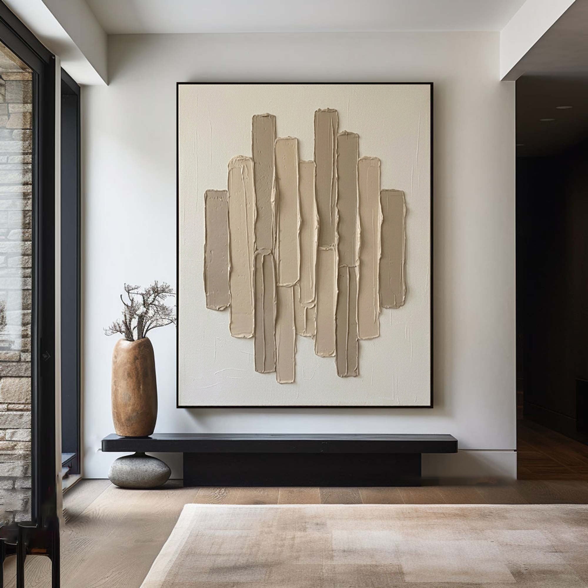 Large Minimalist Neutral Texture Wall Art Hand Painted Canvas Decor