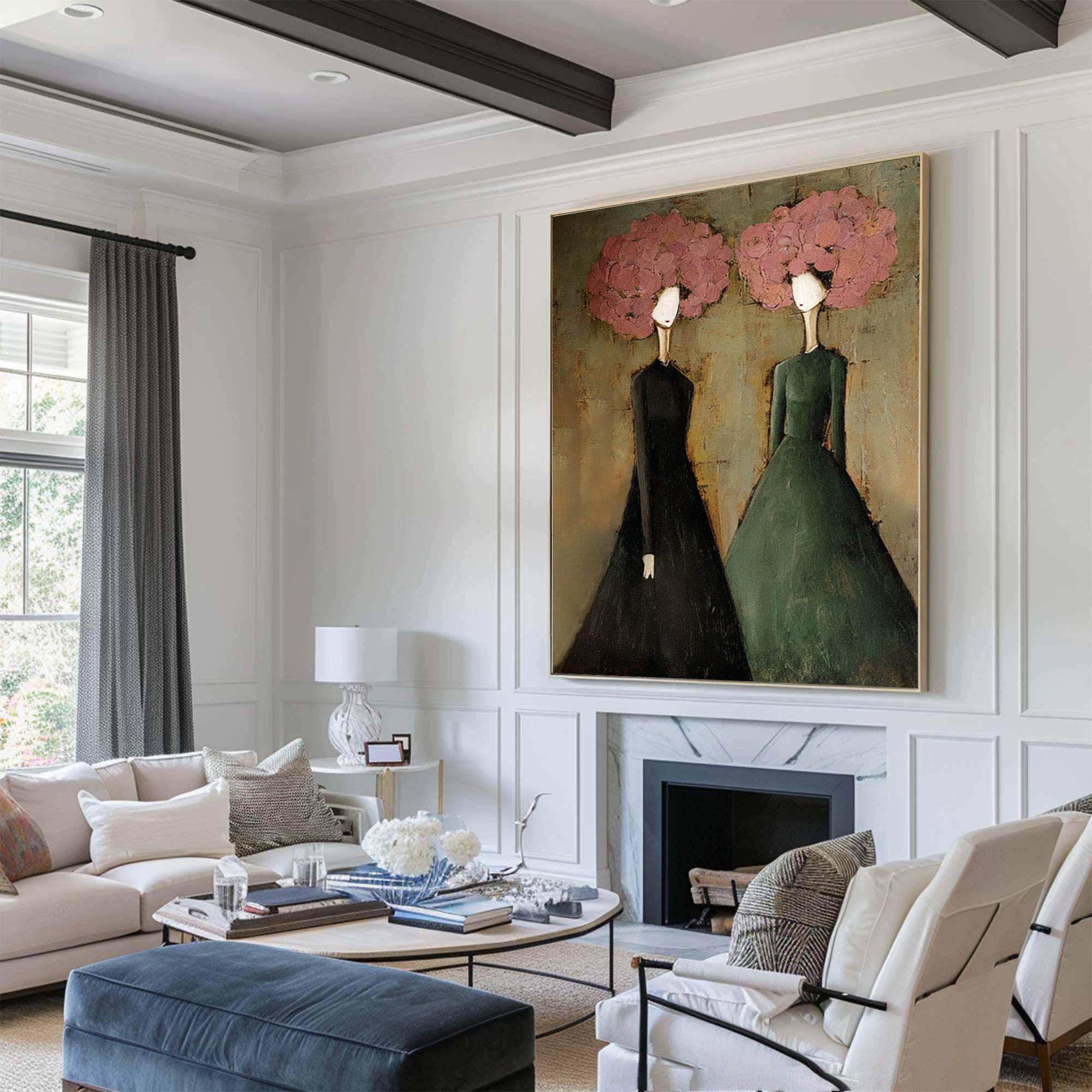 Abstract Figurative Oil Painting for Entry Hall Decor | KelorArt