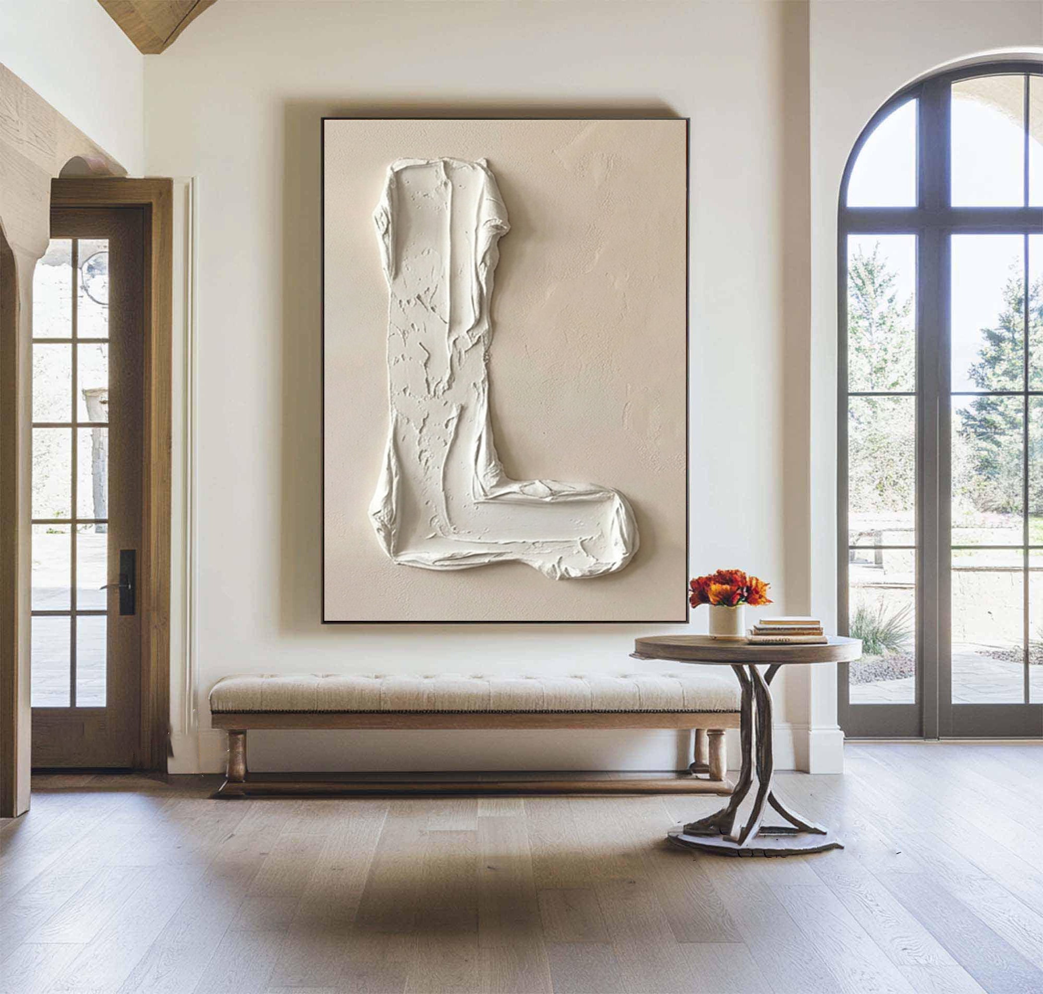 Large Contemporary Oil Texture Artwork – Luxury Neutral Minimalist Painting