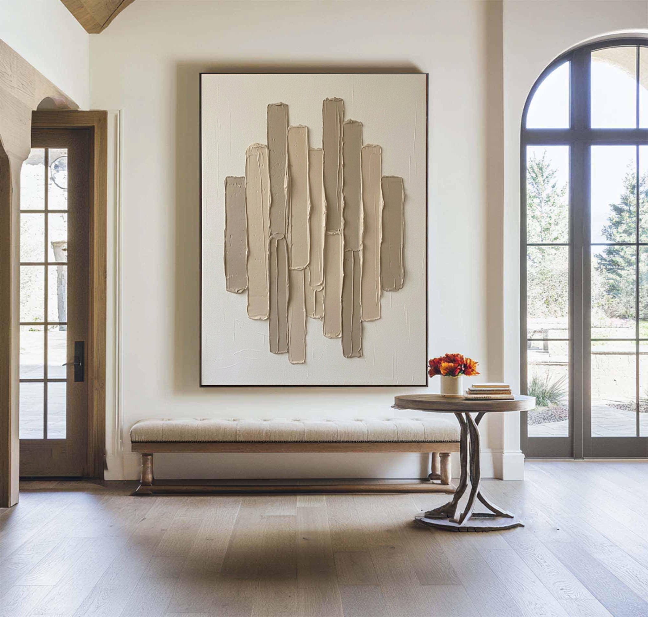 Large Minimalist Neutral Texture Wall Art Hand Painted Canvas Decor