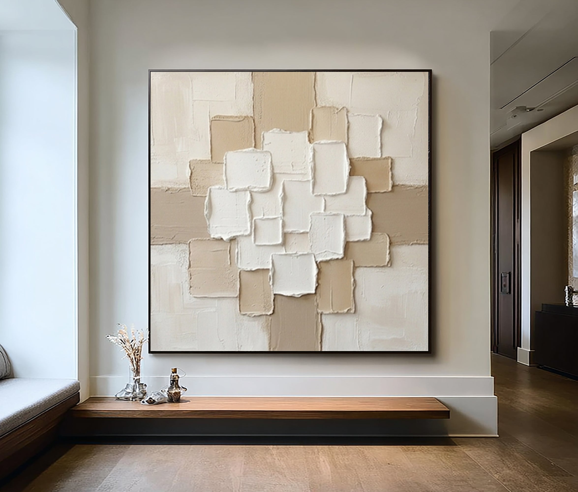 Large Clay Texture Wall Art Neutral Contemporary Canvas Painting