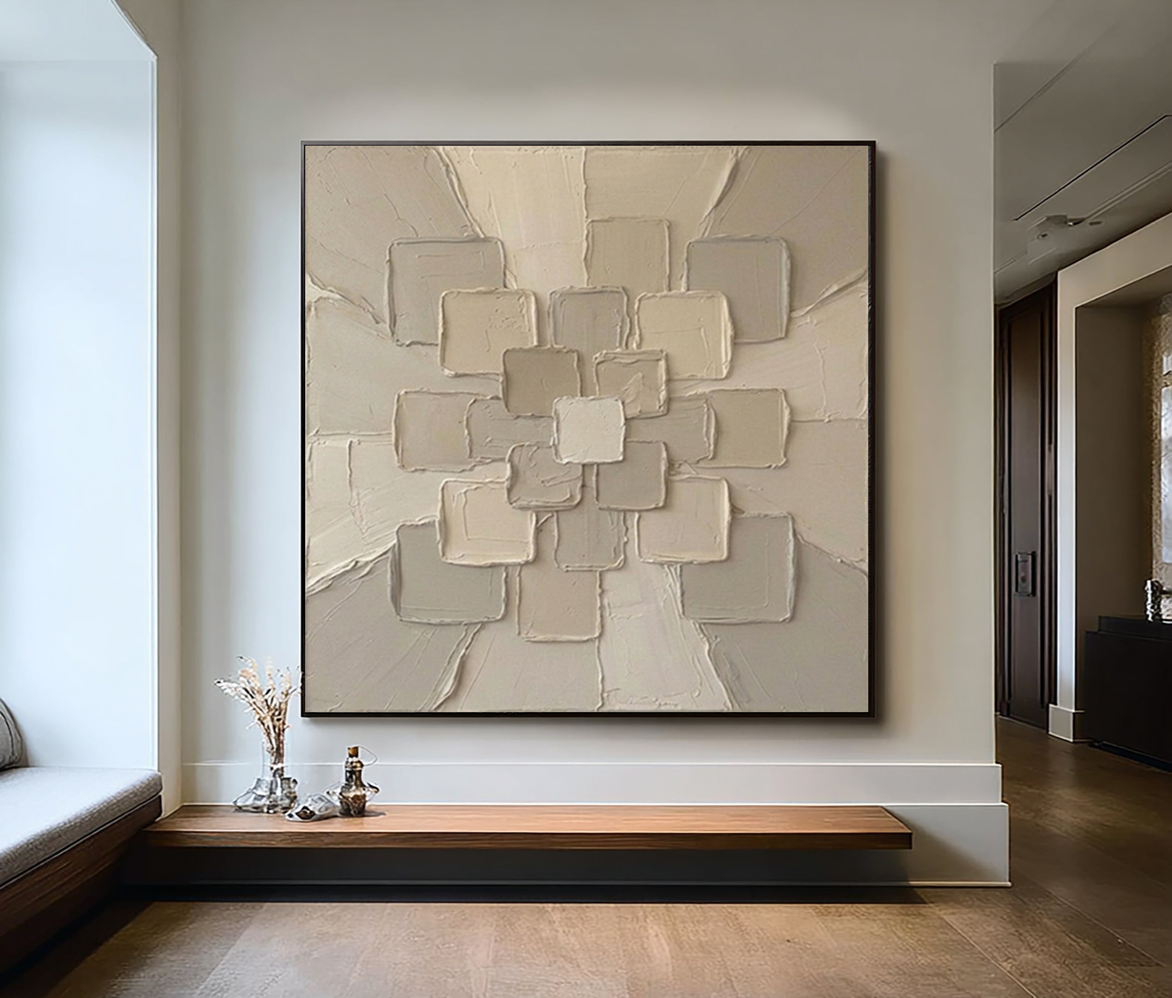 Large Architectural Radiance Wall Art Contemporary Neutral Textured Canvas Painting
