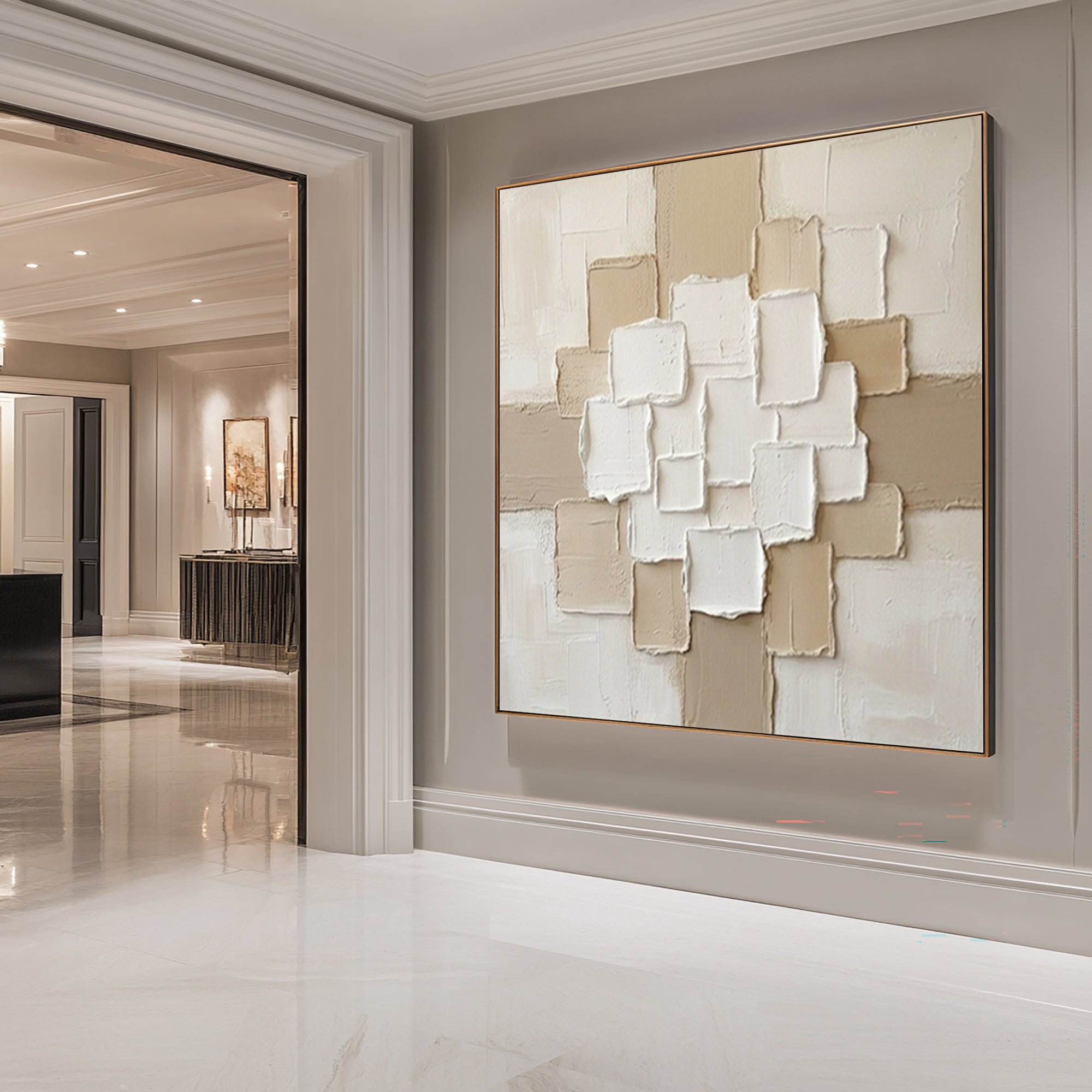 Large Clay Texture Wall Art Neutral Contemporary Canvas Painting