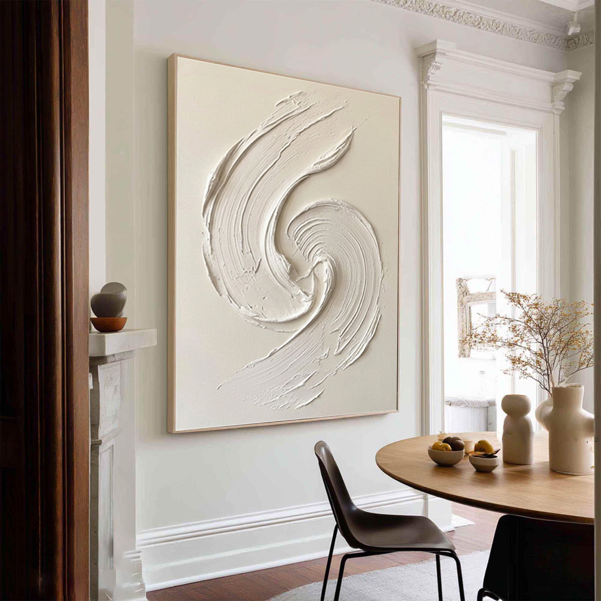 Large Neutral Texture Wall Art Modern Minimalist Swirl Painting