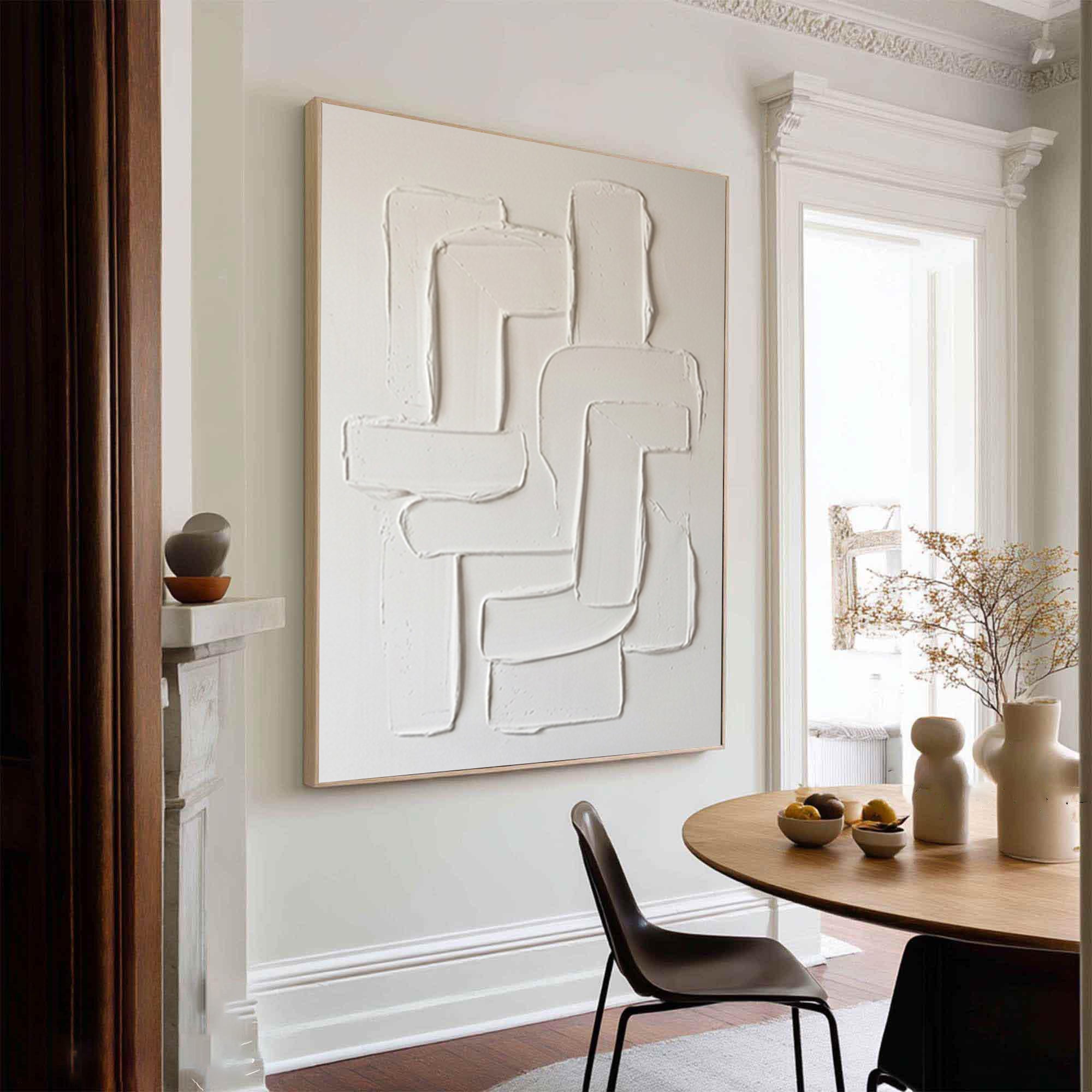 Large Neutral Textured Canvas Art Contemporary Geometric Wall Decor