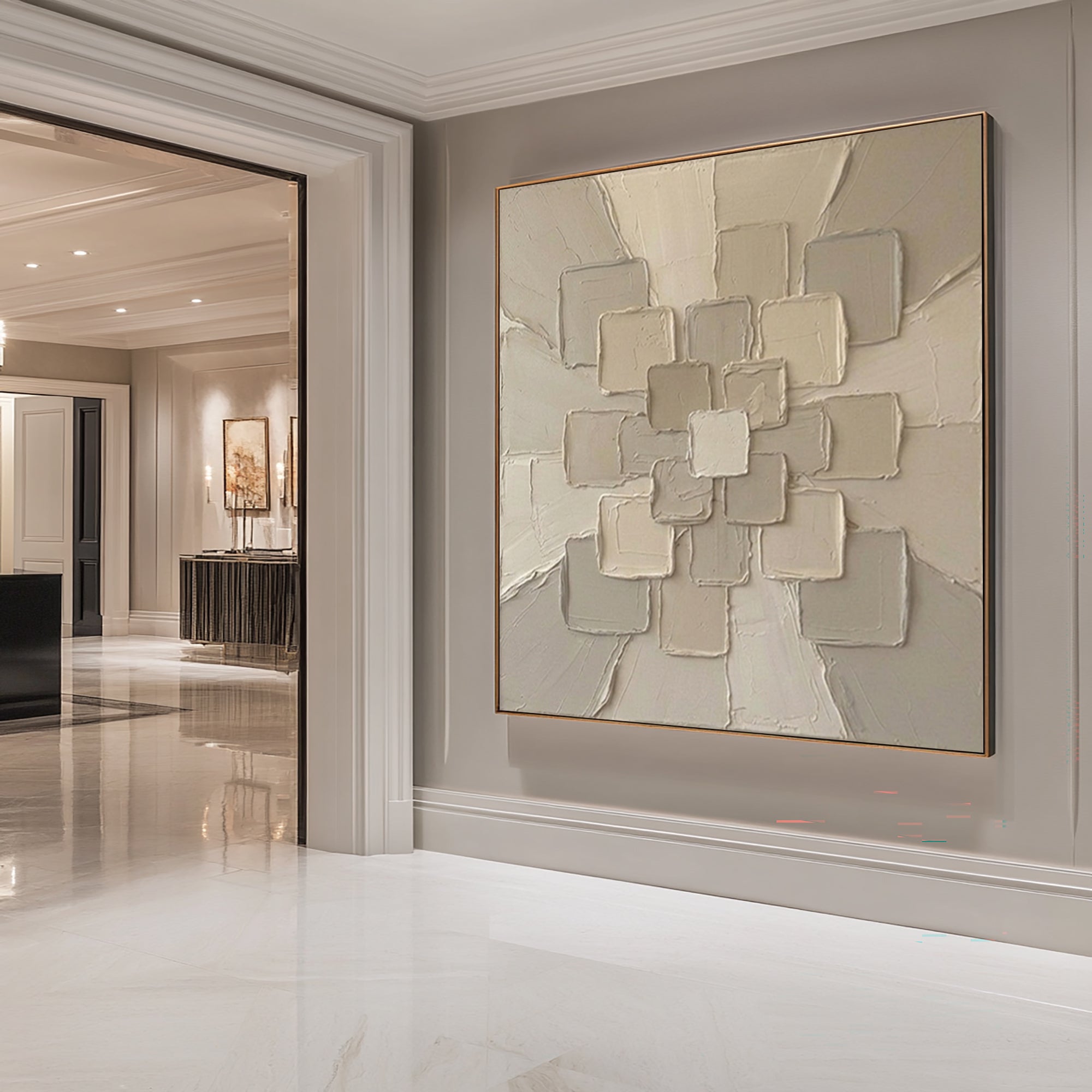 Large Architectural Radiance Wall Art Contemporary Neutral Textured Canvas Painting