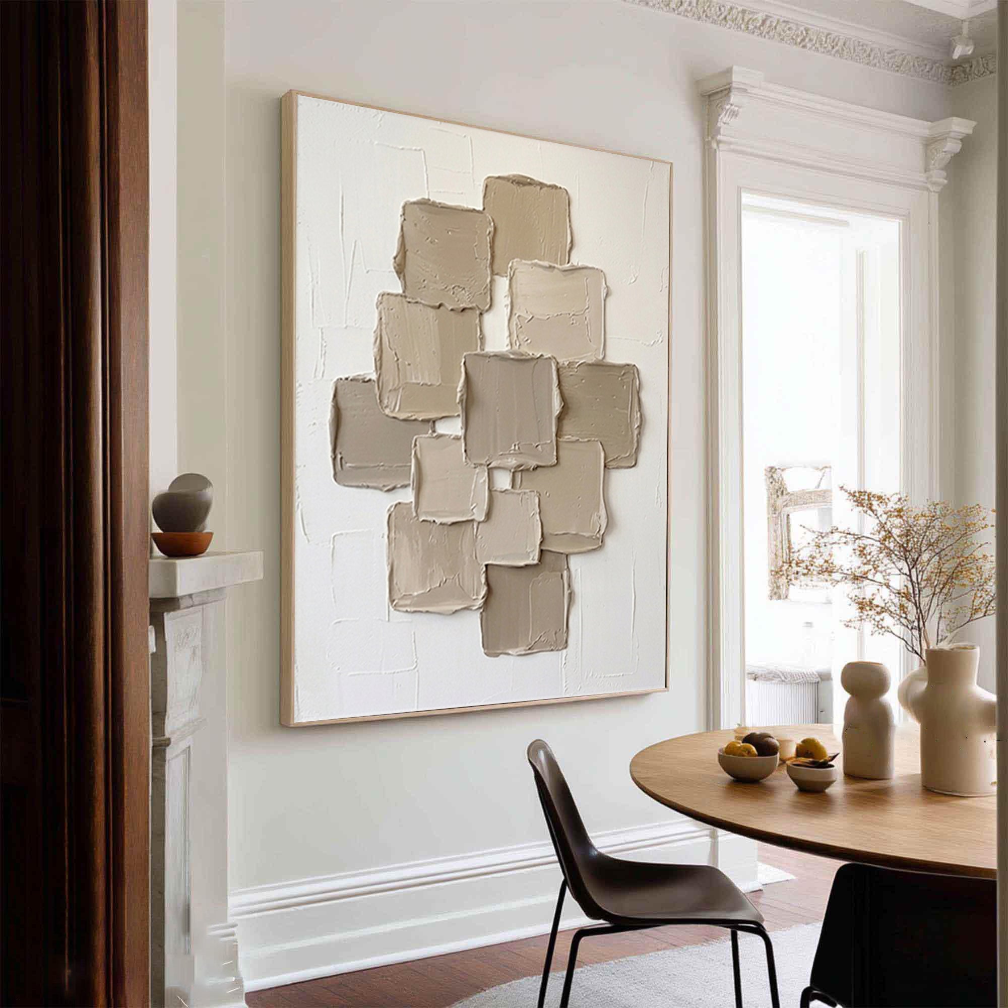 Large Sculptural Block Texture Canvas Art Modern Neutral Painting