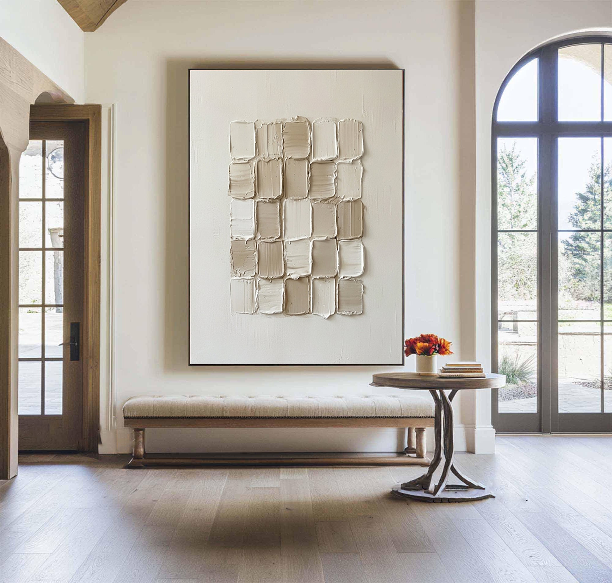 Large Modern Block Matrix Wall Art Contemporary Neutral Texture Painting