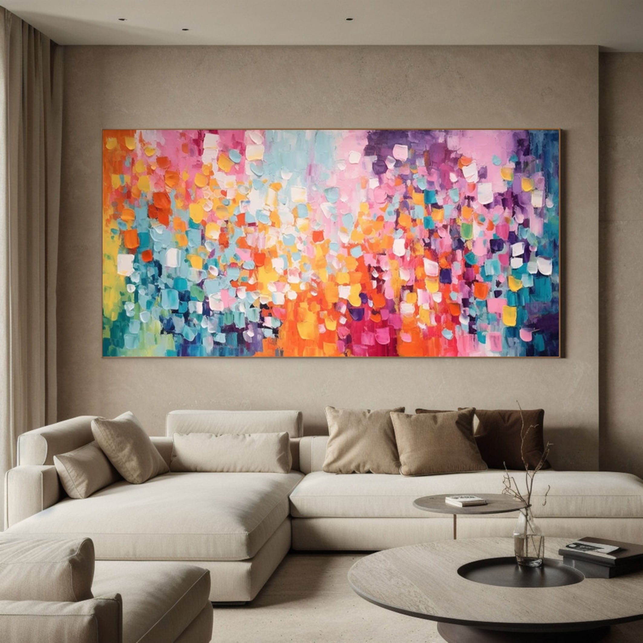 Colorful Abstract Canvas Large Vibrant Wall Art for House #MM172