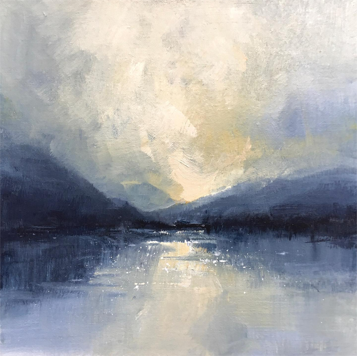 Modern Lakeview Artwork Abstract Oil Painting for House #AB015