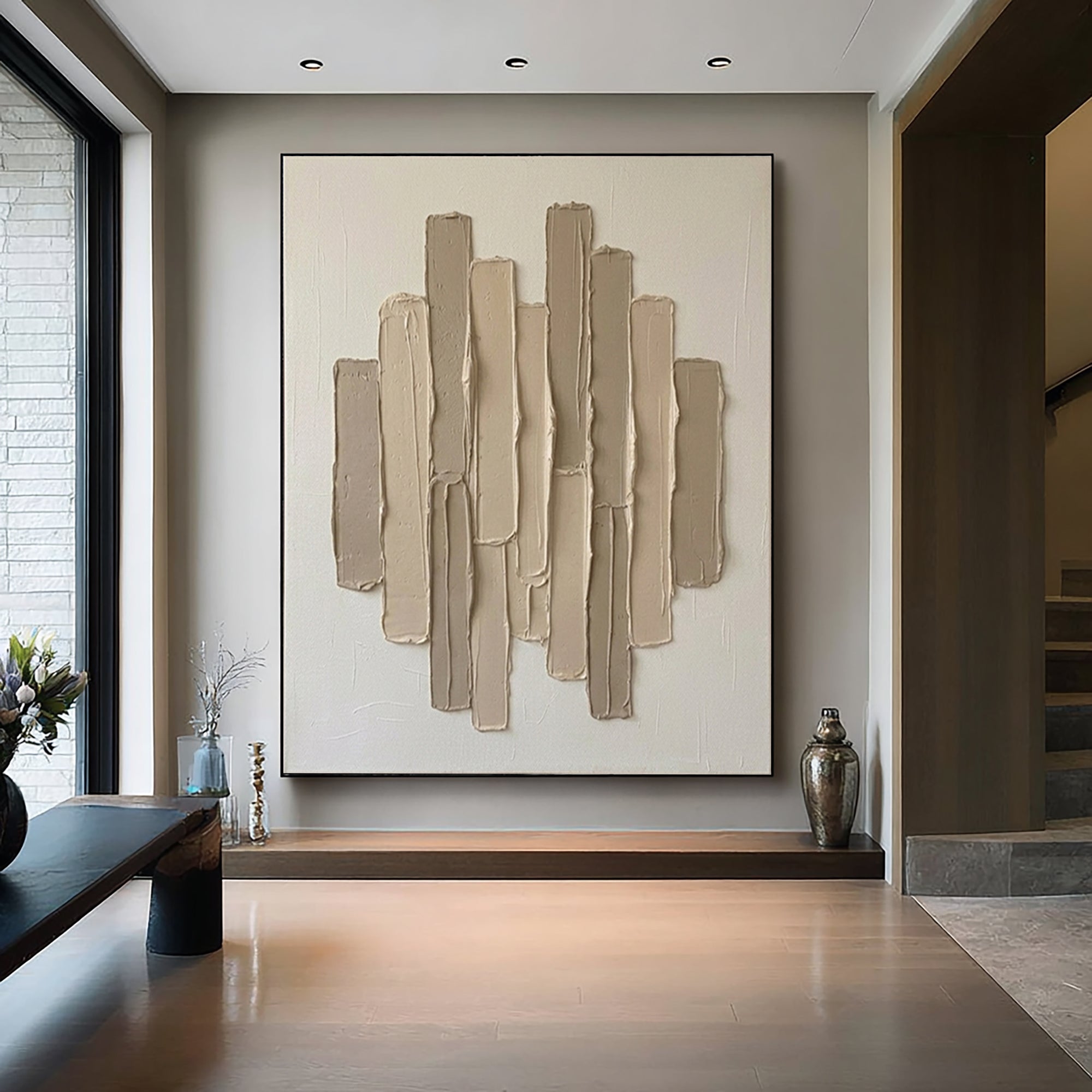 Large Minimalist Neutral Texture Wall Art Hand Painted Canvas Decor