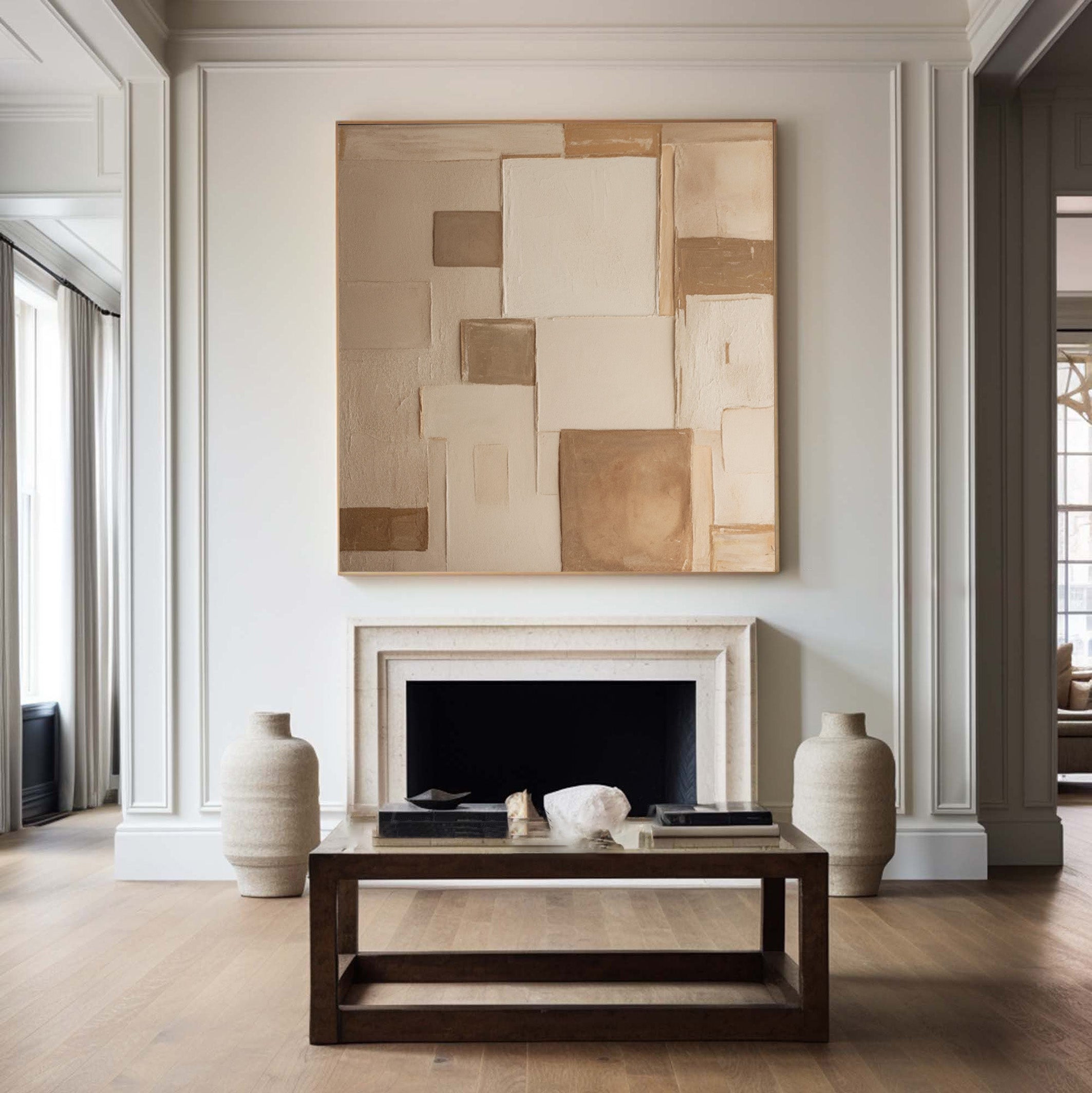 Layered Calm: Minimalist Neutral Art with Geometric Fields #MM568