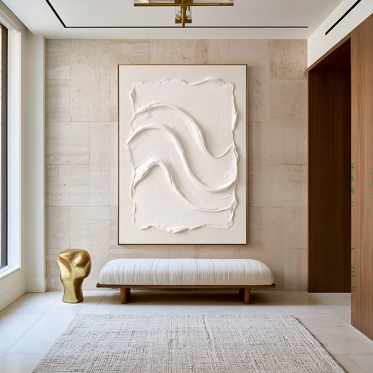 Large Quiet Luxury Abstract Wall Art Textured Oil Painting Minimalist Neutral Artwork Modern Interior Decor