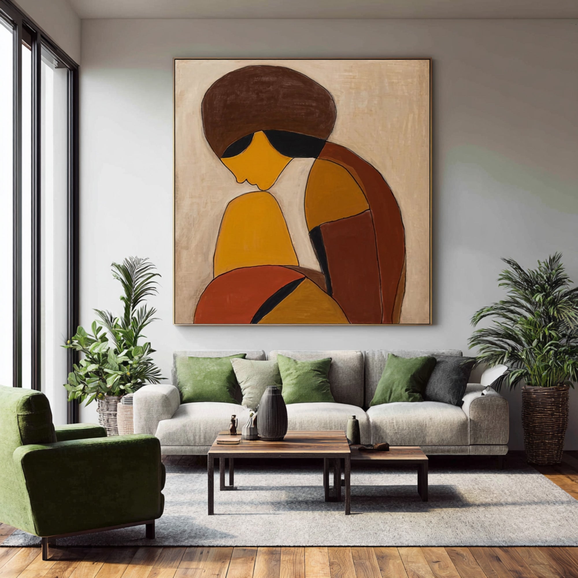 Warm Neutral Abstract Figure Wall Art #CZ 028