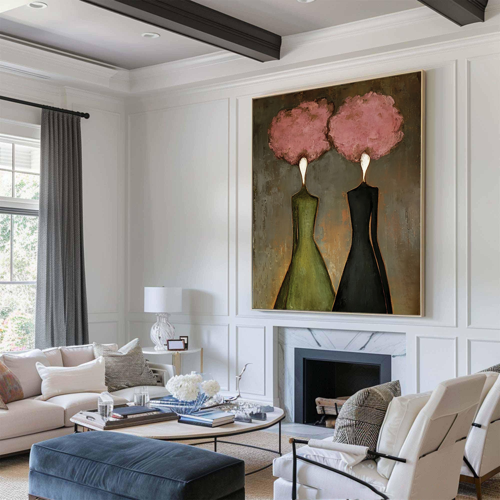 Abstract Women Oil Painting - Soft Contrast Wall Art | KelorArt