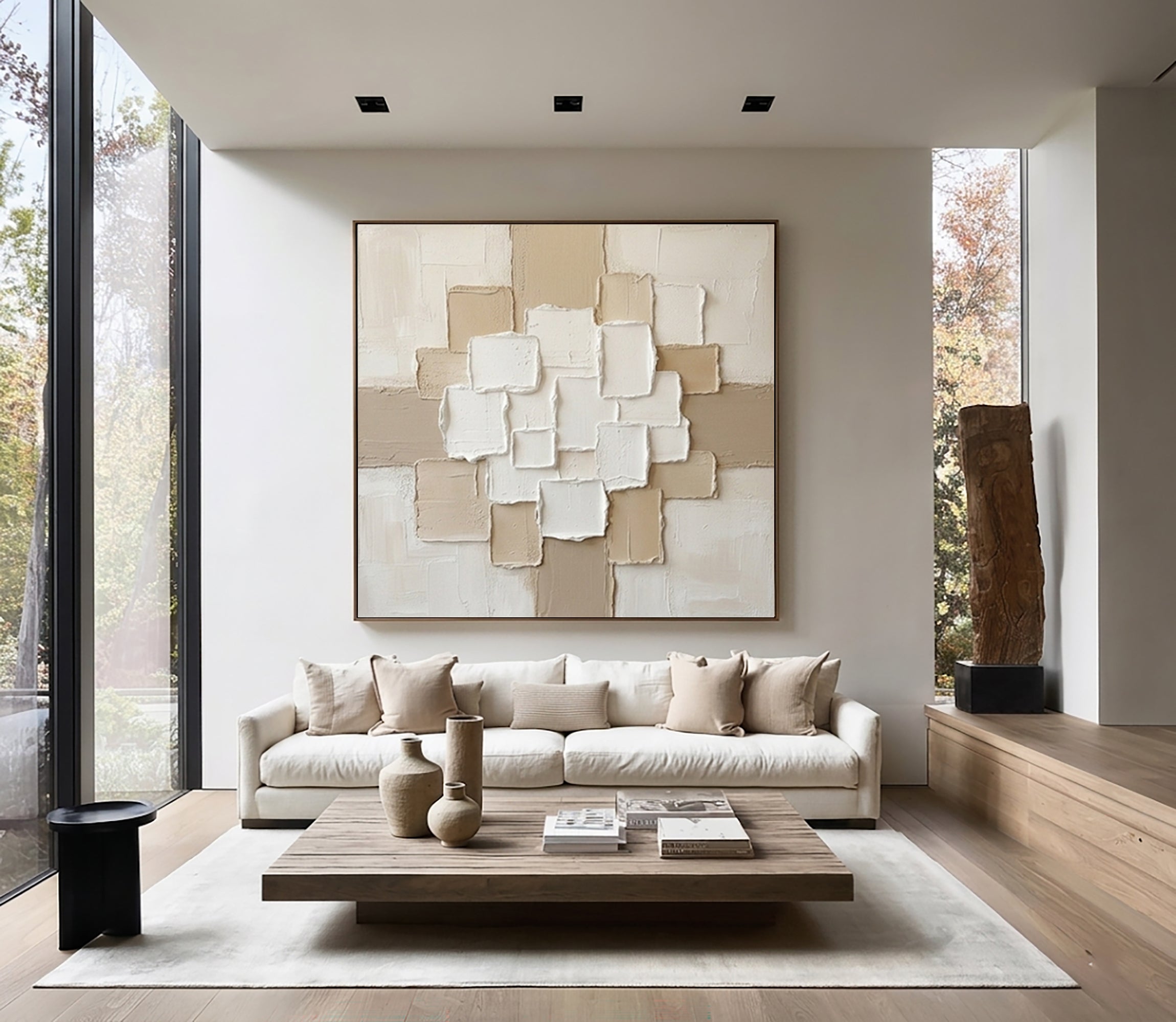 Large Clay Texture Wall Art Neutral Contemporary Canvas Painting