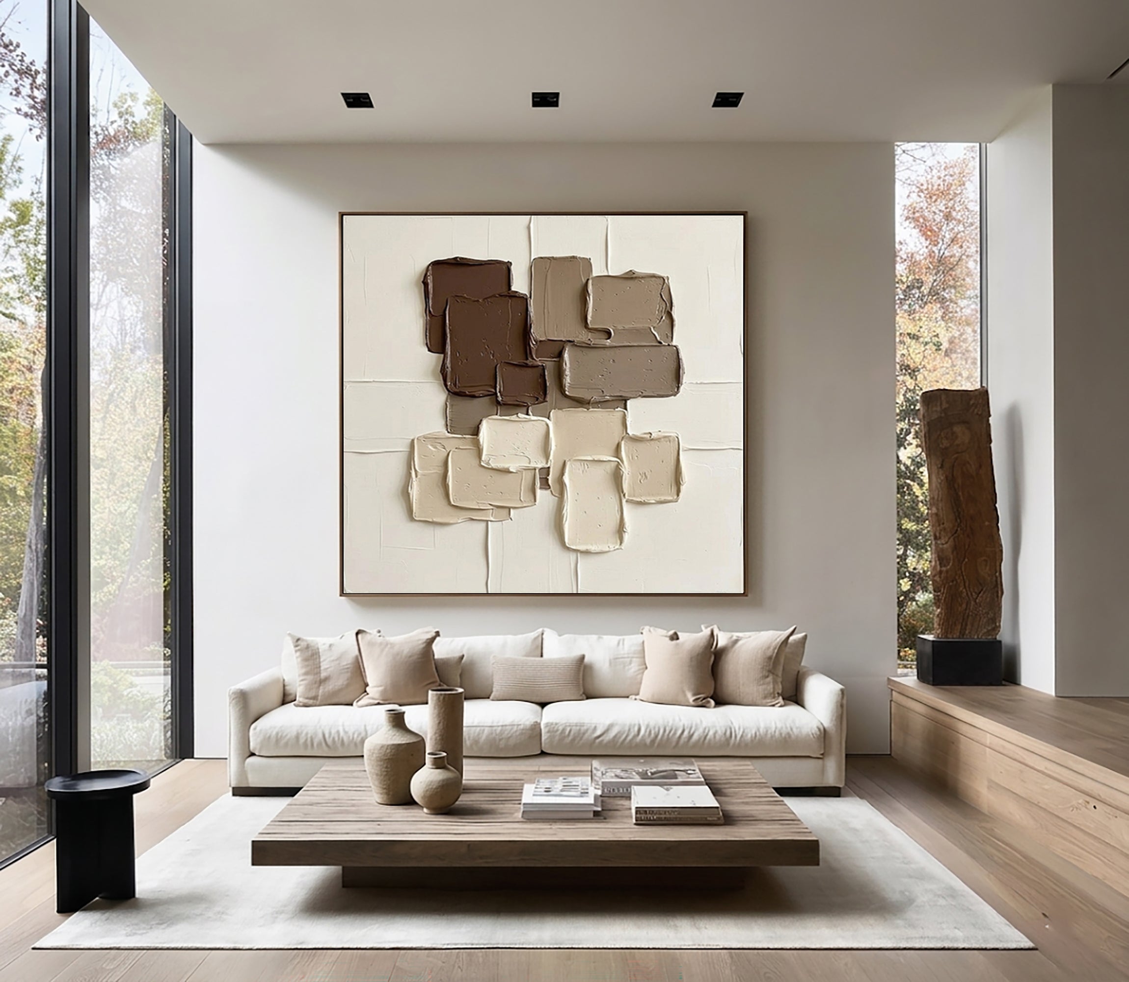 Large Chocolate Brown Textured Wall Art Neutral Contemporary Canvas Painting