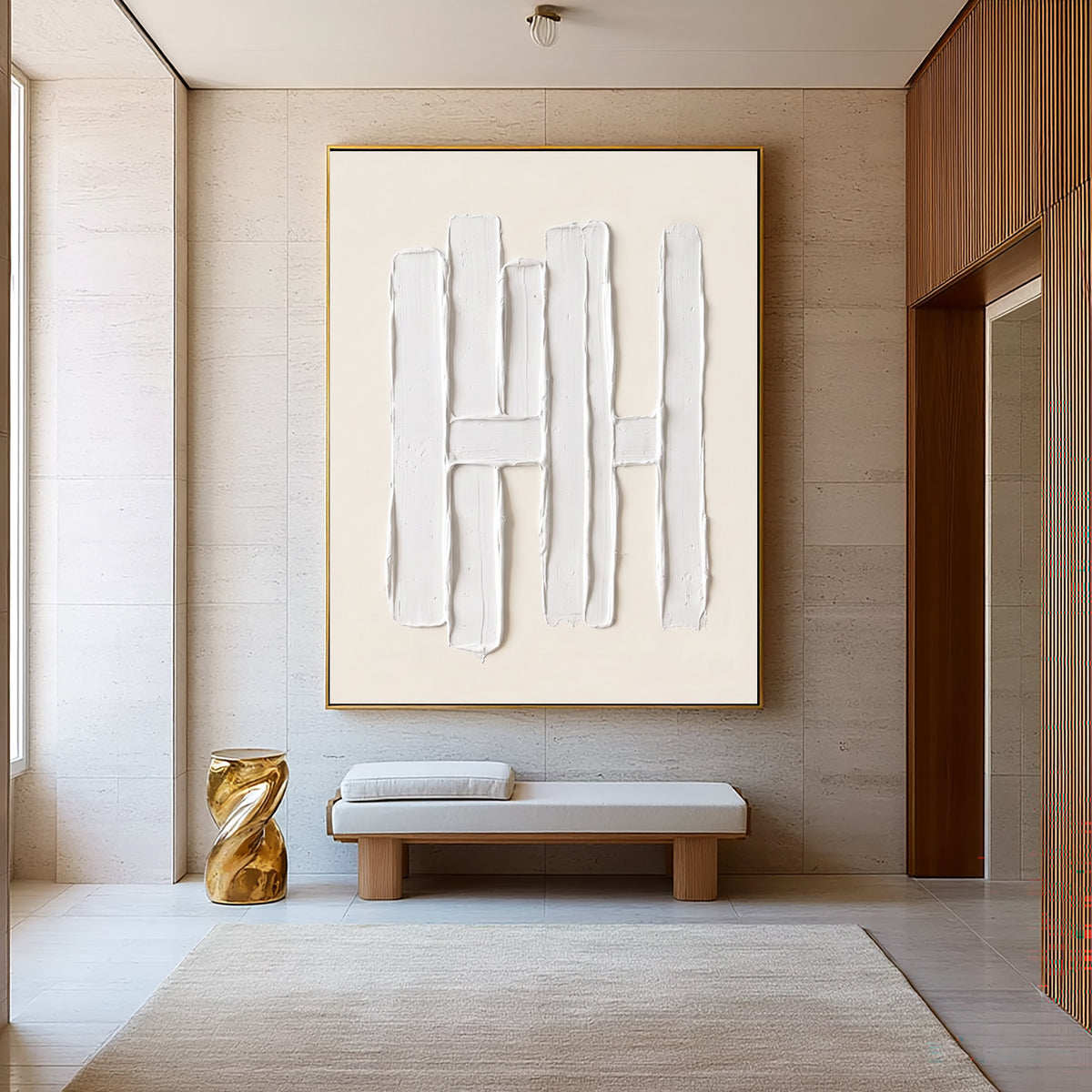 Between Structure Space And Stillness Large White Abstract Wall Art Textured Sculptural Relief Contemporary Painting