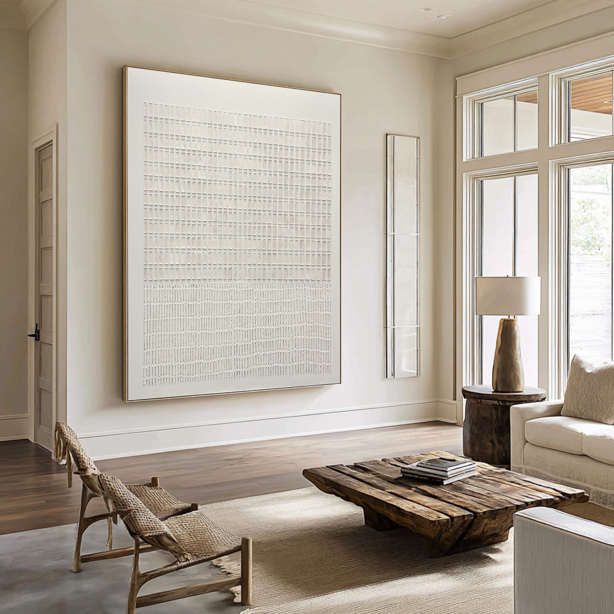 Abstract White Textured Oil Painting - Modern Canvas Wall Art | KelorArt