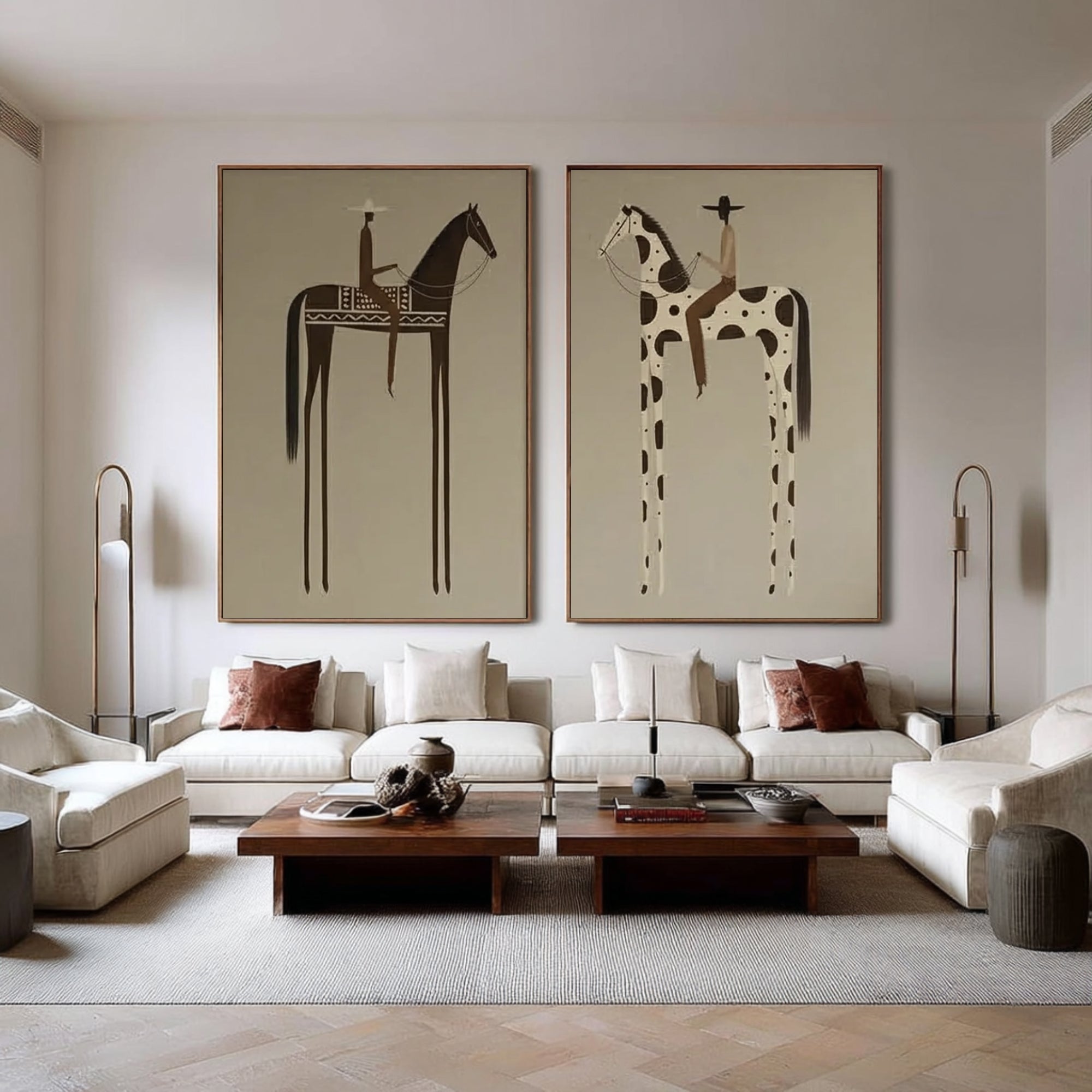 Luxury Equestrian Canvas Art Set Large Designer Horse Paintings