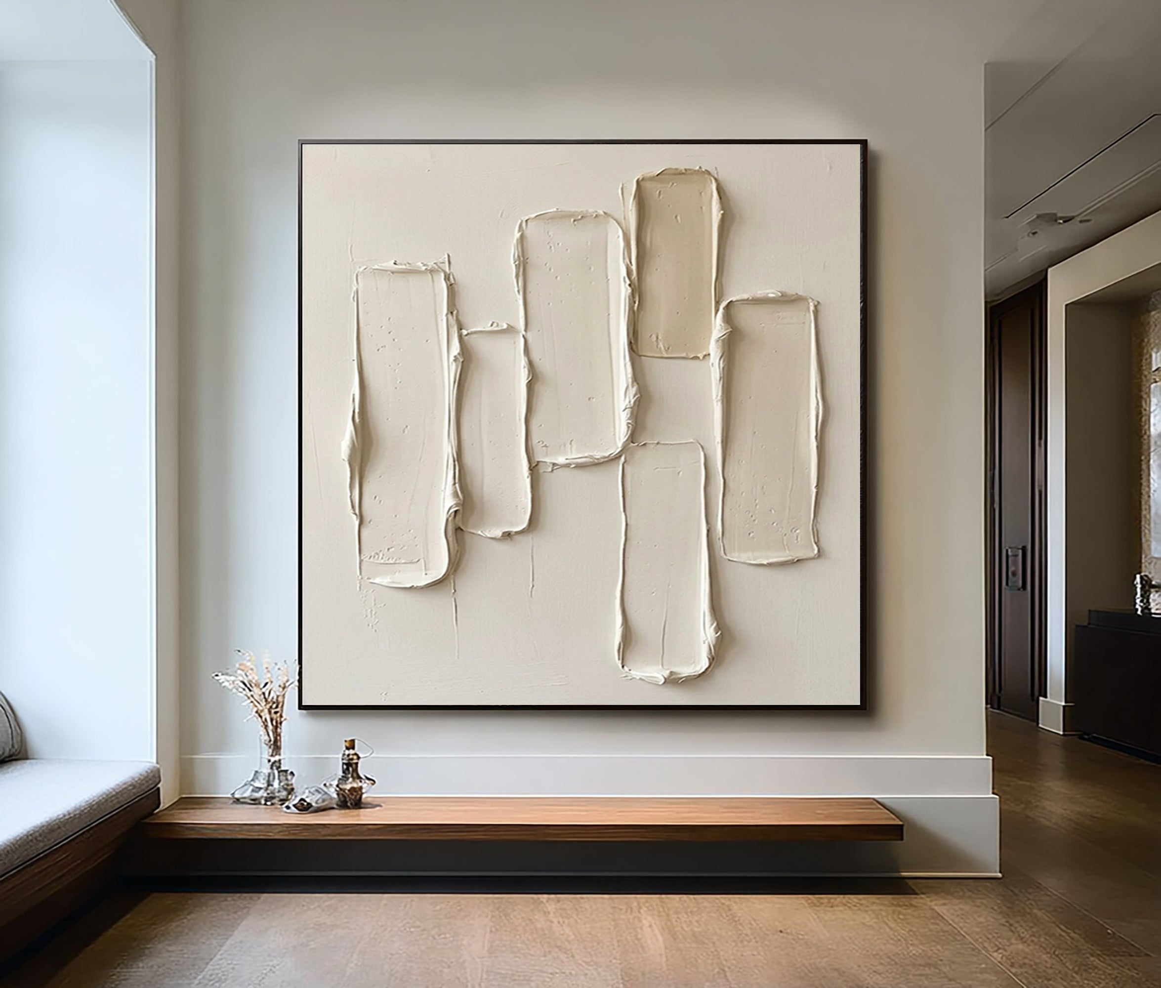 Large Architectural Textured Wall Art Contemporary Minimalist Neutral Painting