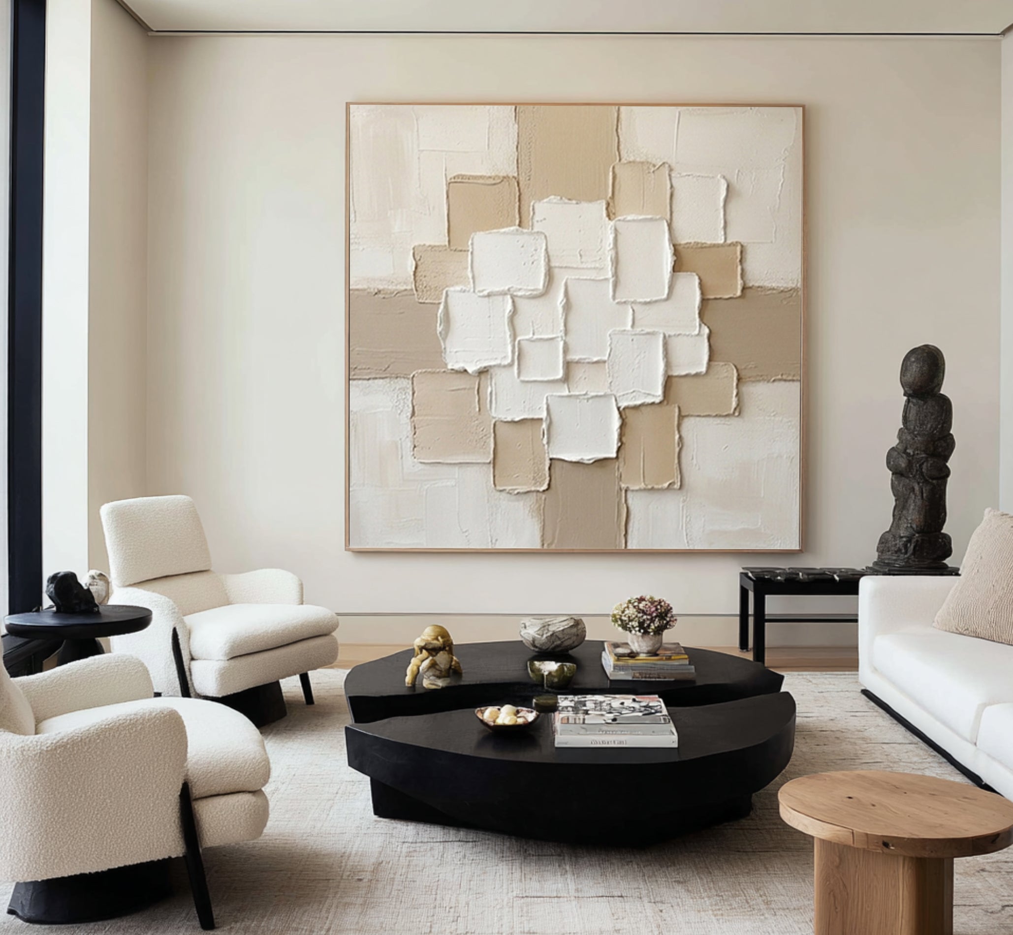Large Clay Texture Wall Art Neutral Contemporary Canvas Painting