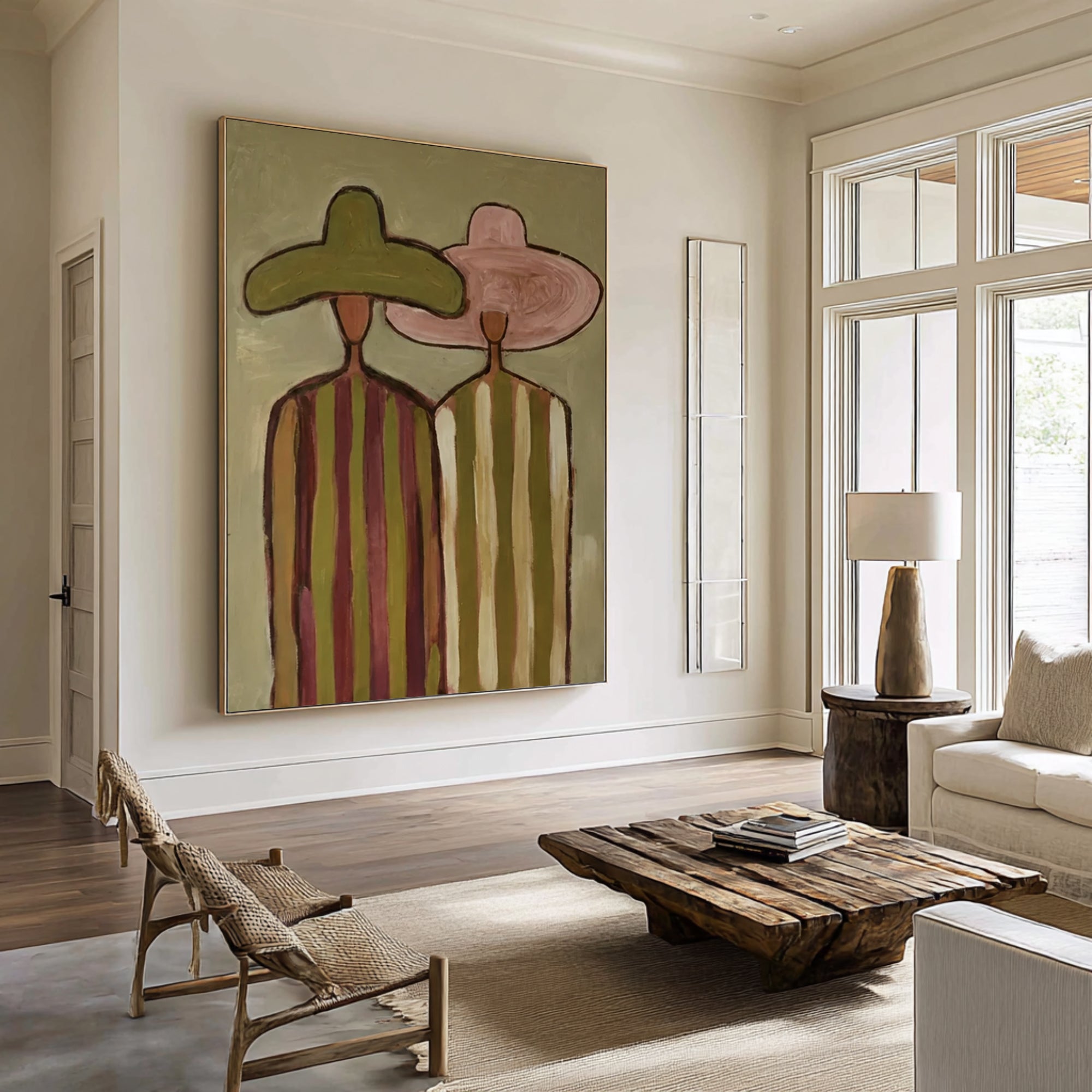 Contemporary Minimalist Couple Painting Elegant Neutral Wall Decor