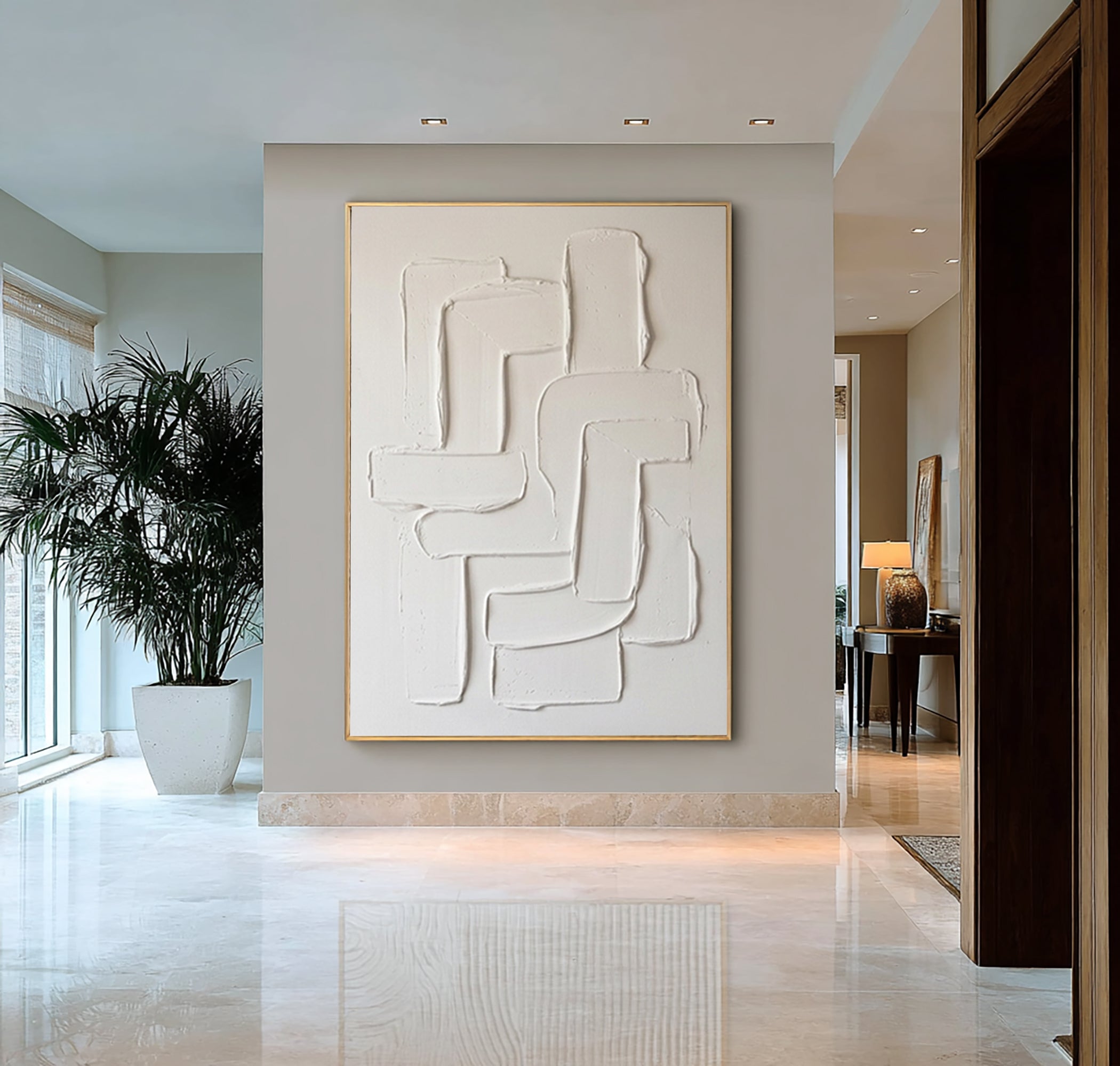 Large Hand Painted White Texture Artwork Modern Luxury Wall Art