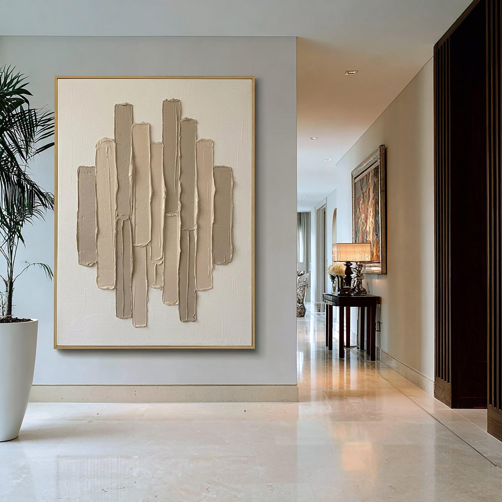 Large Minimalist Neutral Texture Wall Art Hand Painted Canvas Decor