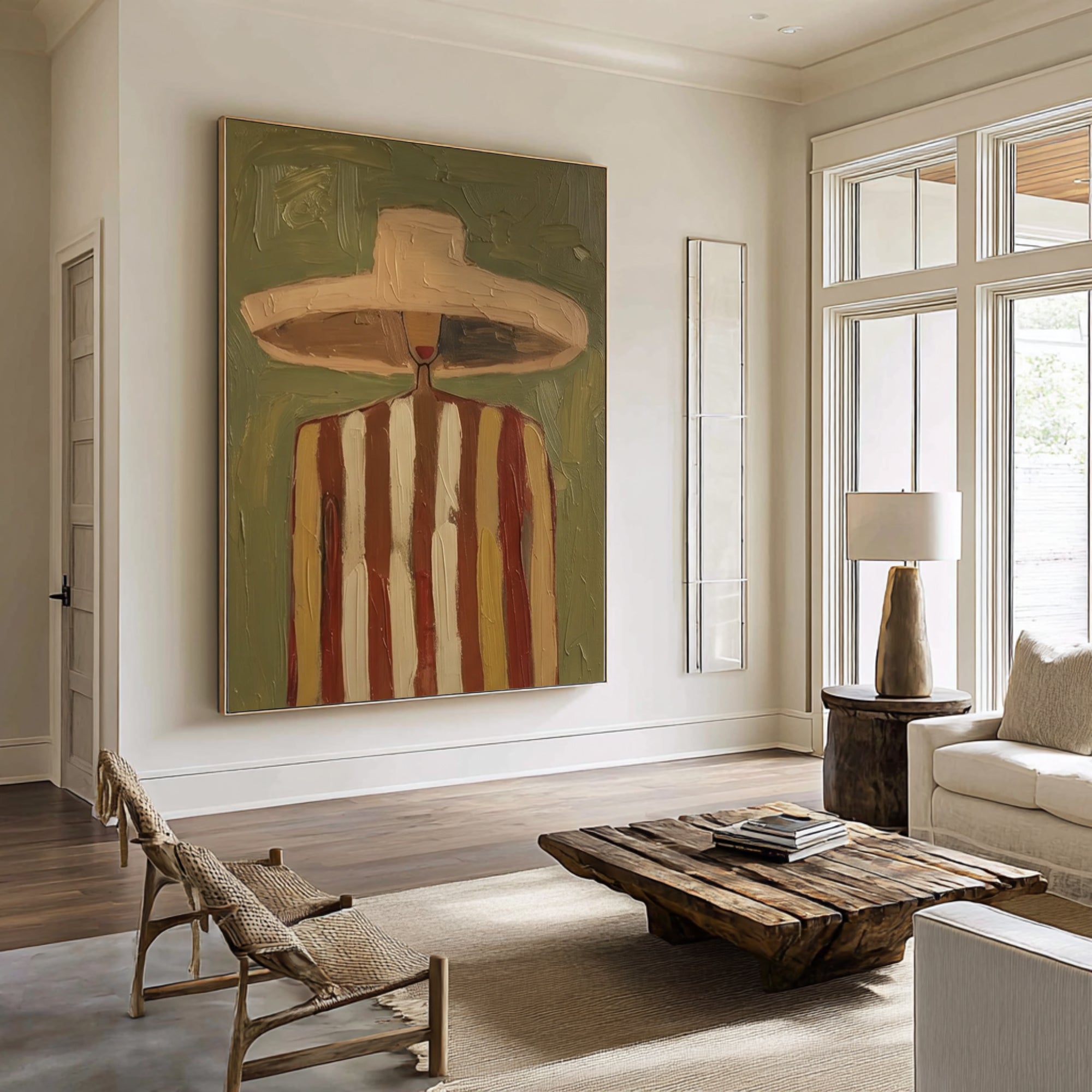 Large Contemporary Portrait Painting Neutral Fashion Wall Decor