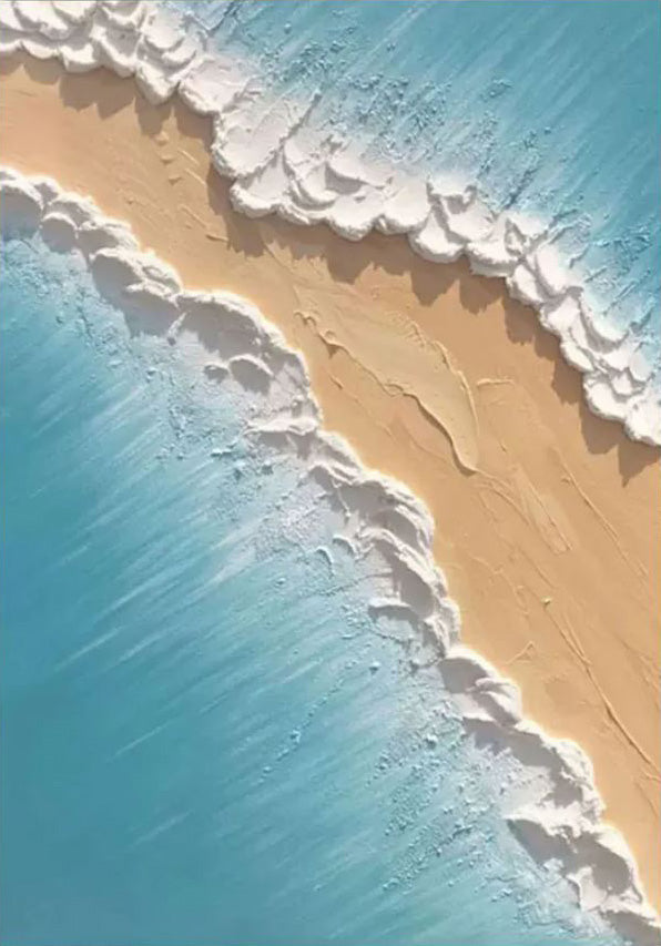 Where Azure Meets Gold: Textured Overhead Beach Wall Art #MM526