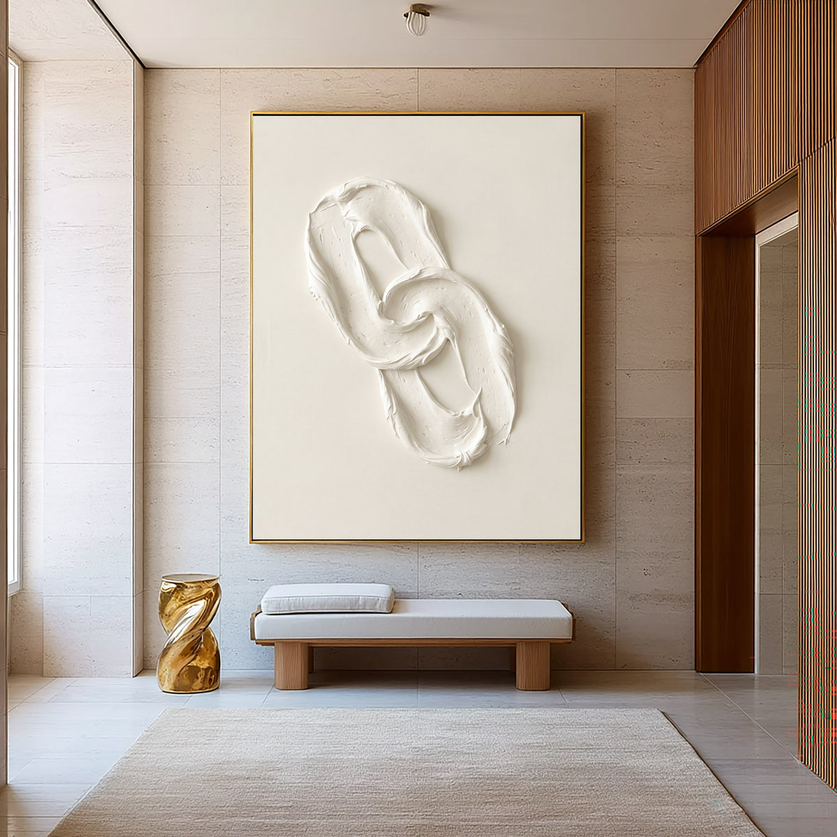 Between Movement And Stillness Large White Textured Abstract Wall Art Sculptural Relief Minimalist Contemporary Artwork