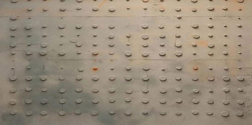 Riveted Surface: Contemporary Textured Canvas, Industrial Motif #MM511