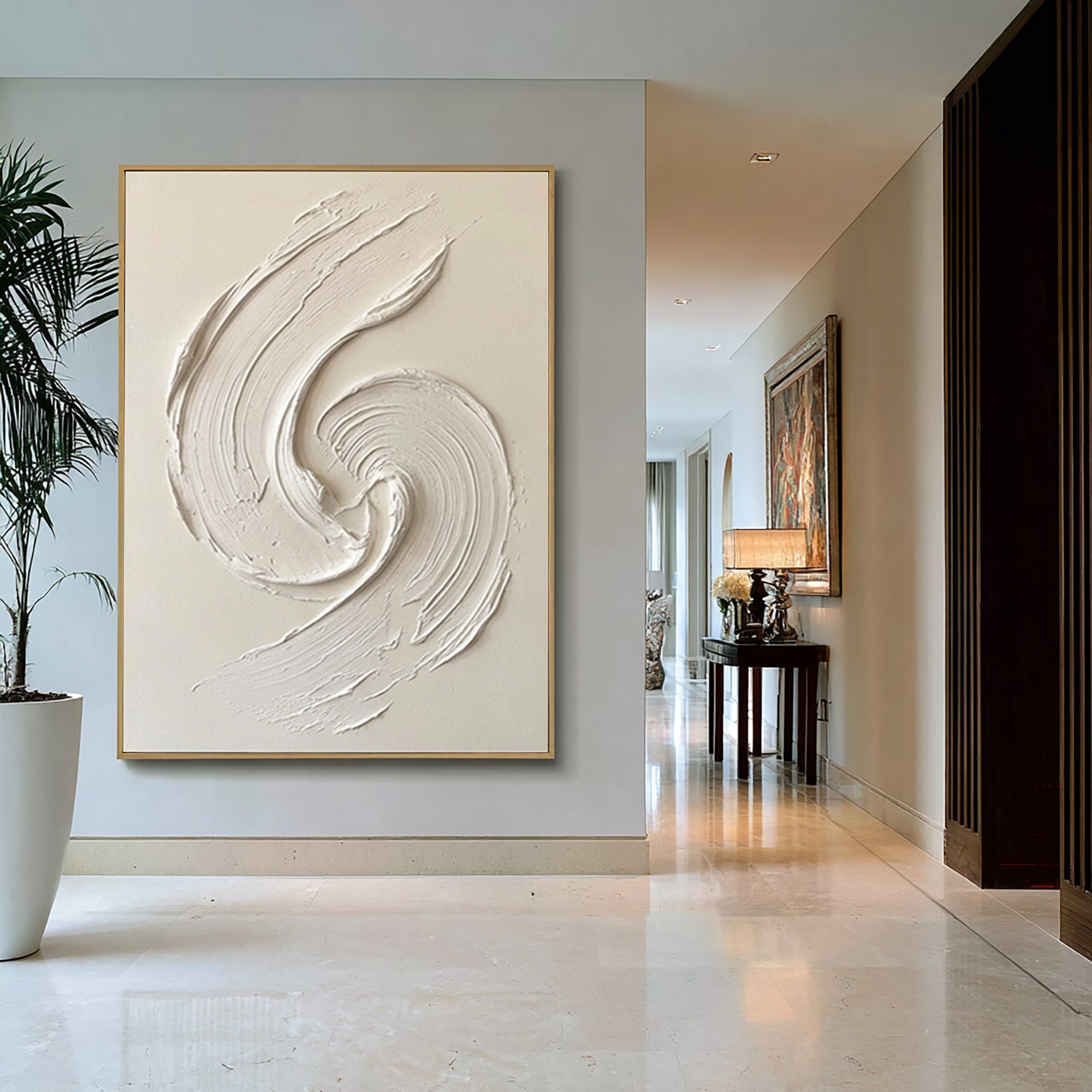 Large Neutral Texture Wall Art Modern Minimalist Swirl Painting
