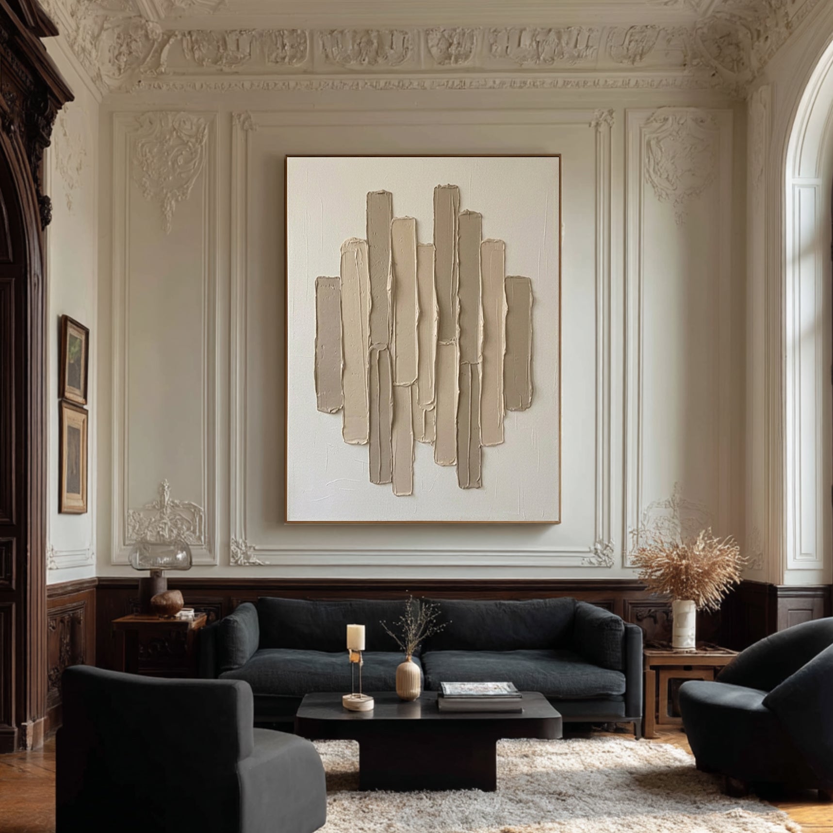 Large Minimalist Neutral Texture Wall Art Hand Painted Canvas Decor