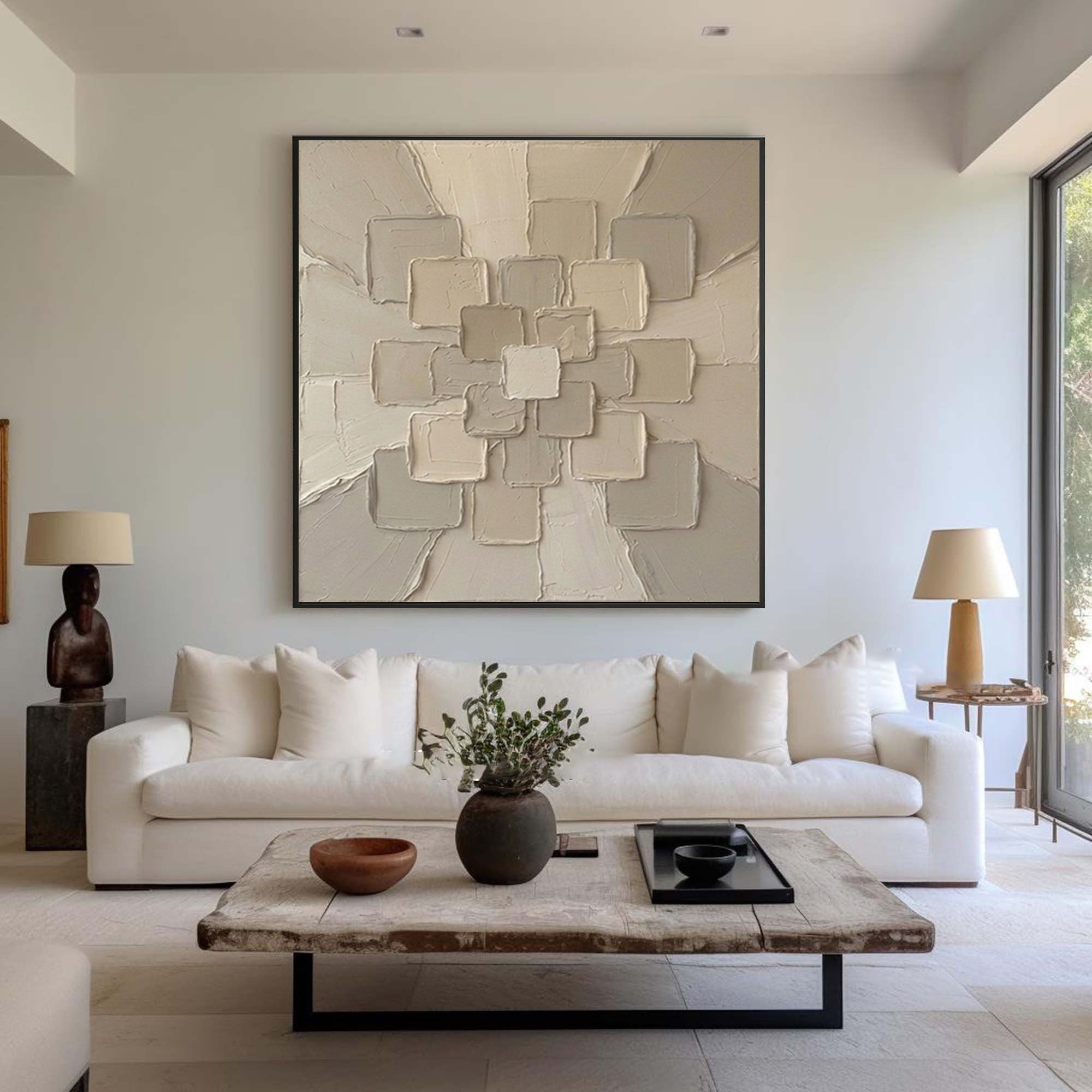 Large Architectural Radiance Wall Art Contemporary Neutral Textured Canvas Painting