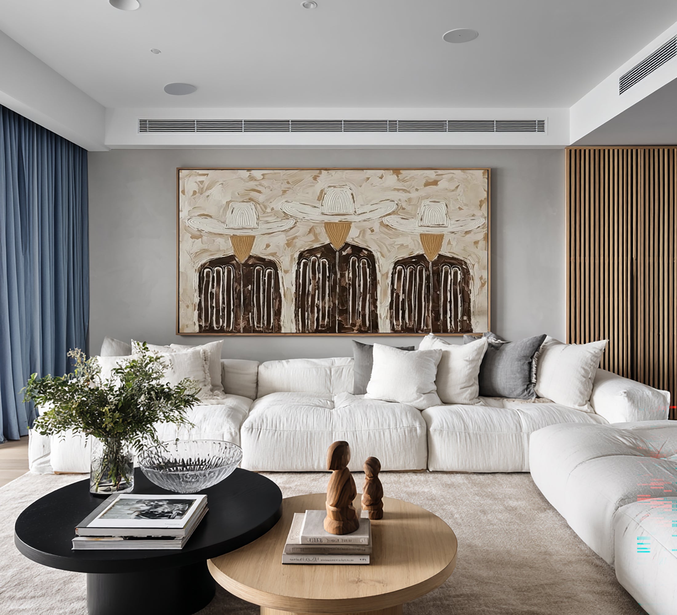 Modern Cowboy Collective Painting Large Neutral Wall Decor