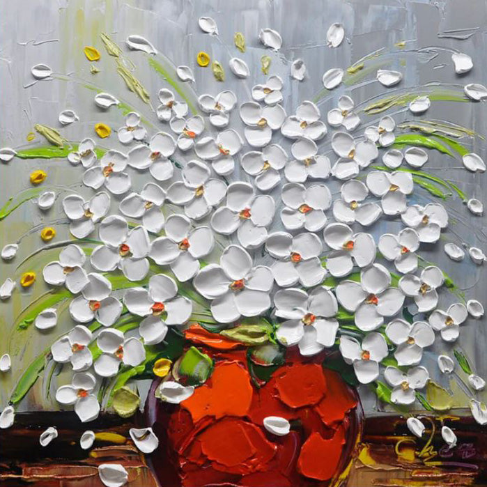 Textured Bloom: Impasto Floral Burst, Vibrant Flower Painting #MM509