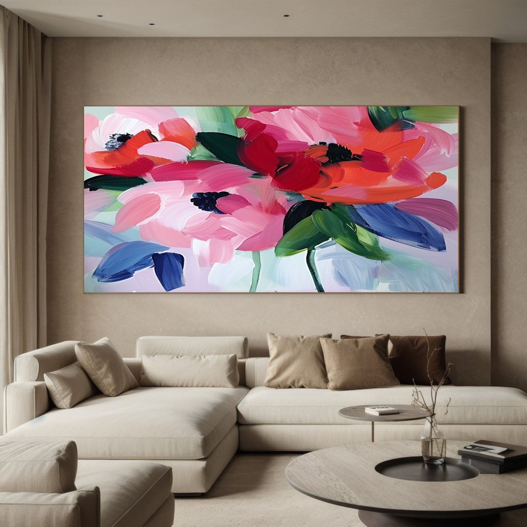 Large Floral Painting for Minimalist Home Decoration #FB017