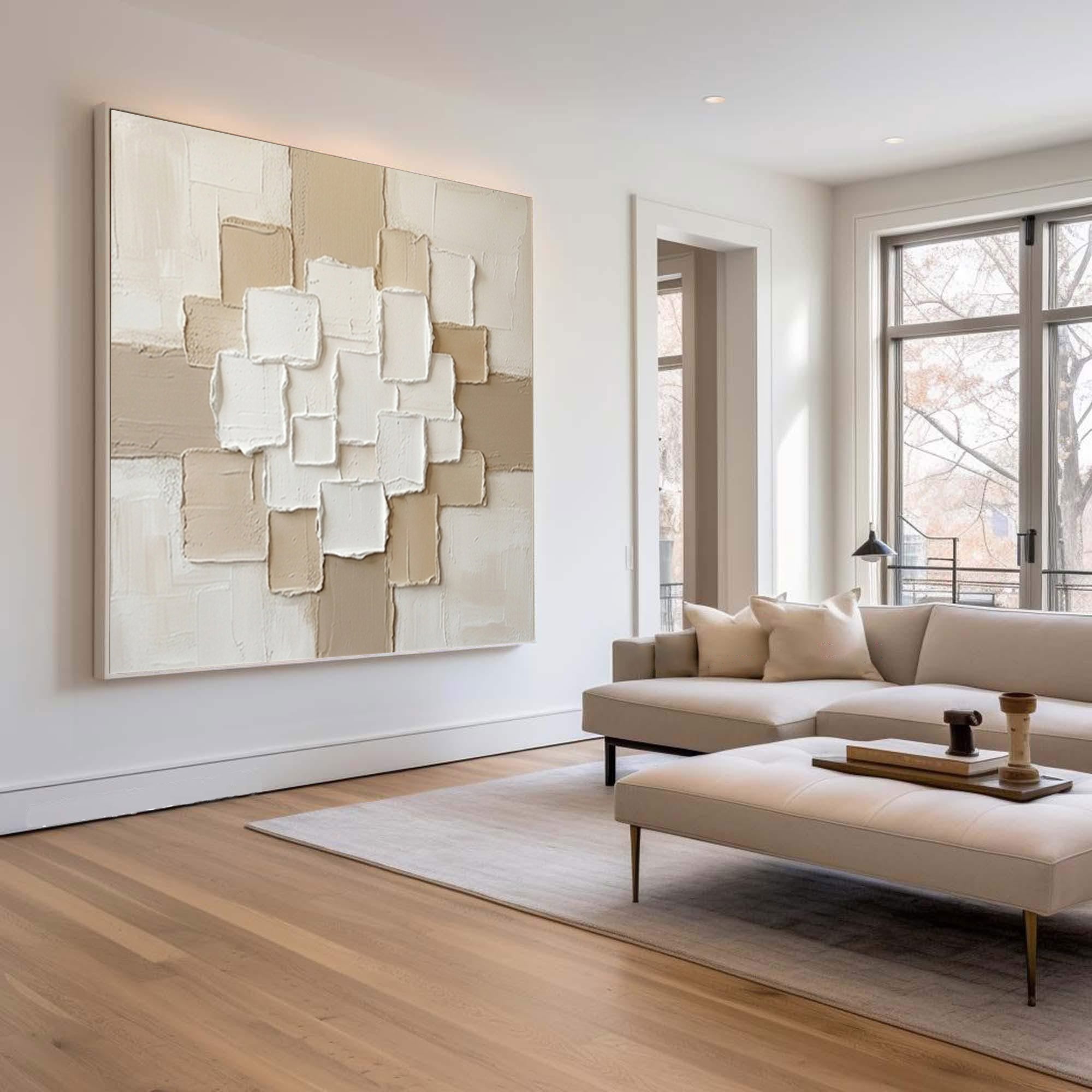 Large Clay Texture Wall Art Neutral Contemporary Canvas Painting