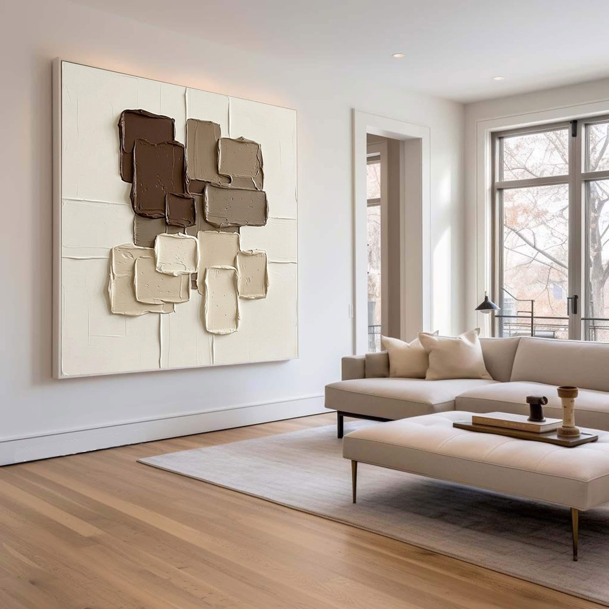 Large Chocolate Brown Textured Wall Art Neutral Contemporary Canvas Painting