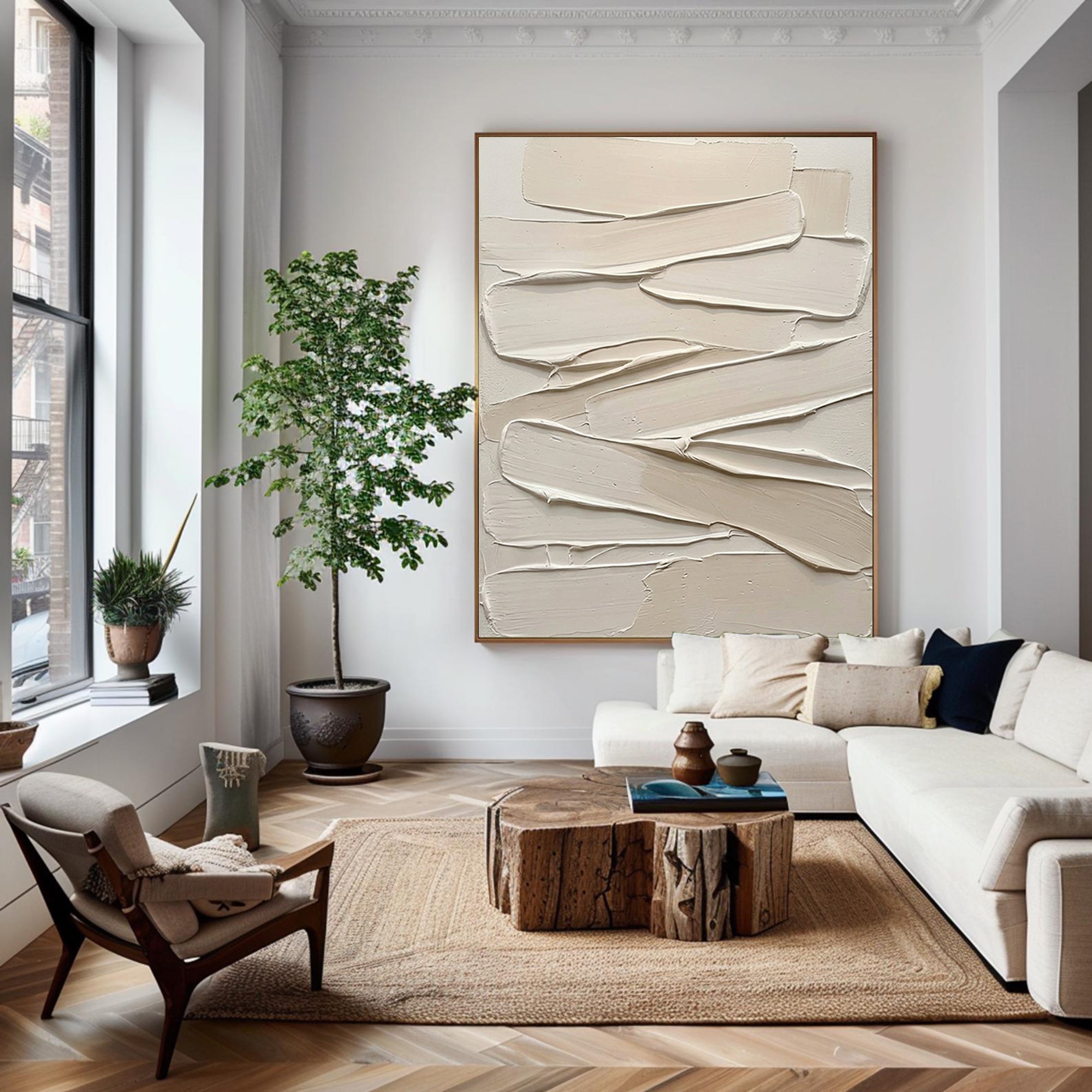 Large Organic Texture Canvas Art Minimalist Neutral Painting
