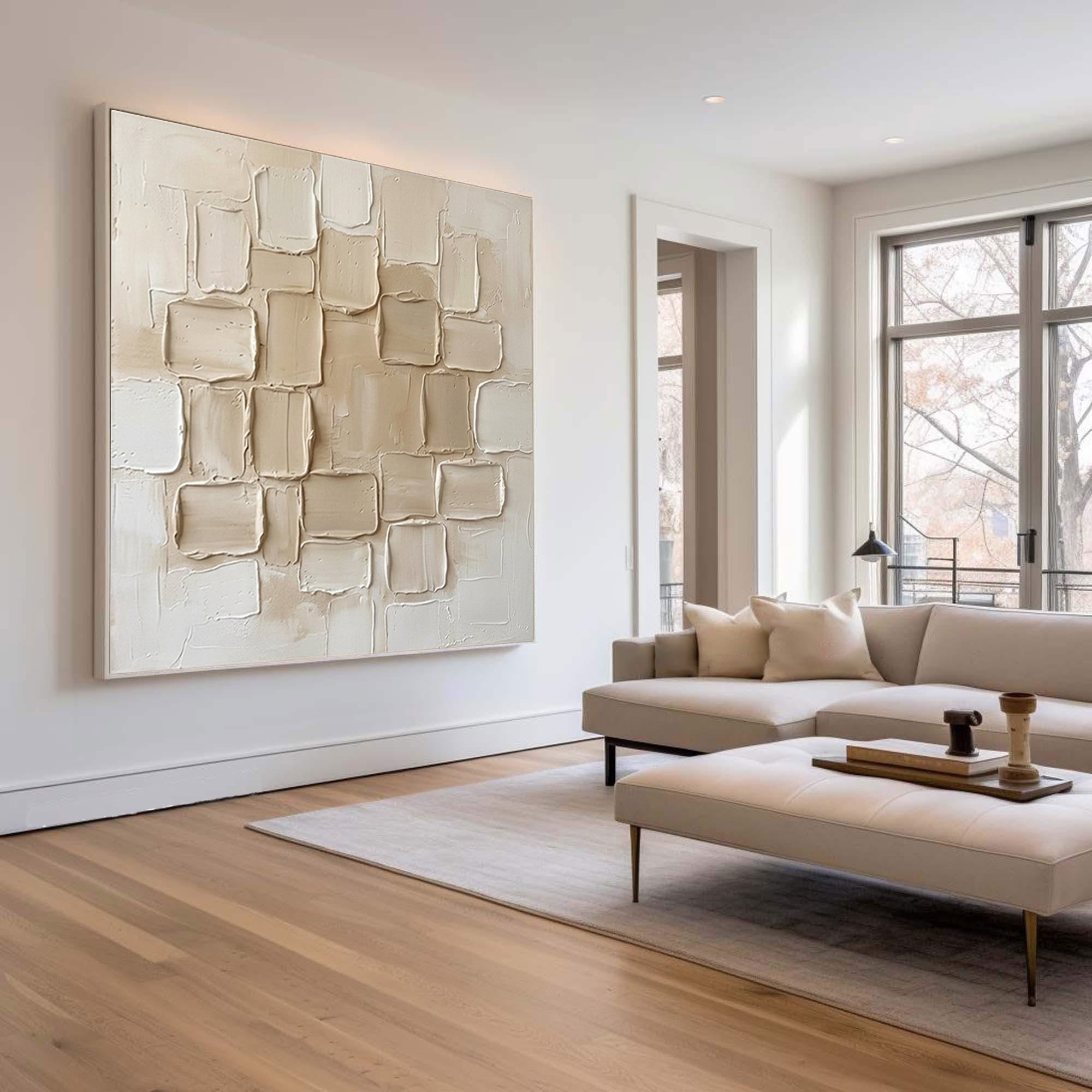 Large Limestone Relief Texture Wall Art Contemporary Neutral Painting