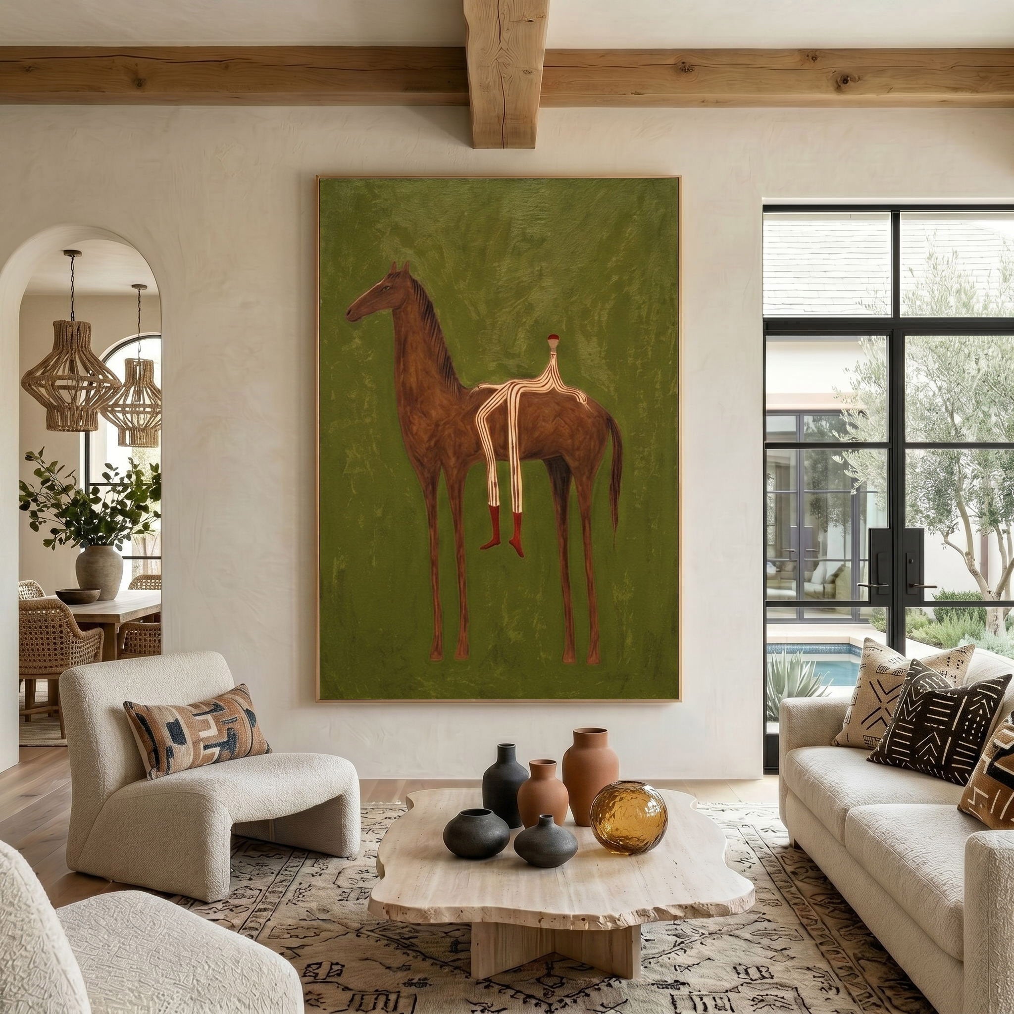 Large Cowboy Wall Art Contemporary Horse Painting Western Artwork