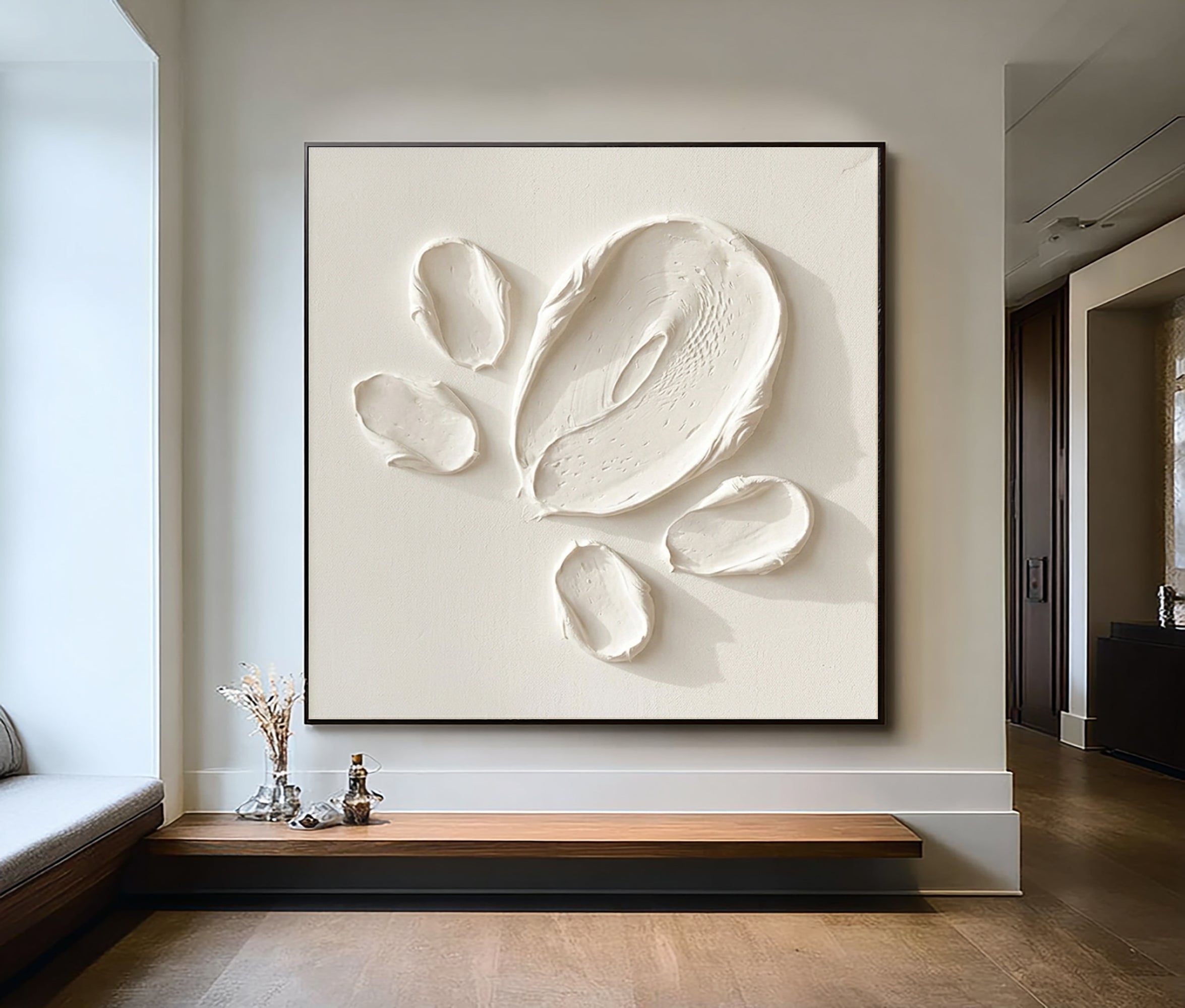 Large Minimal Relief Oil Painting for Modern Luxury Interiors