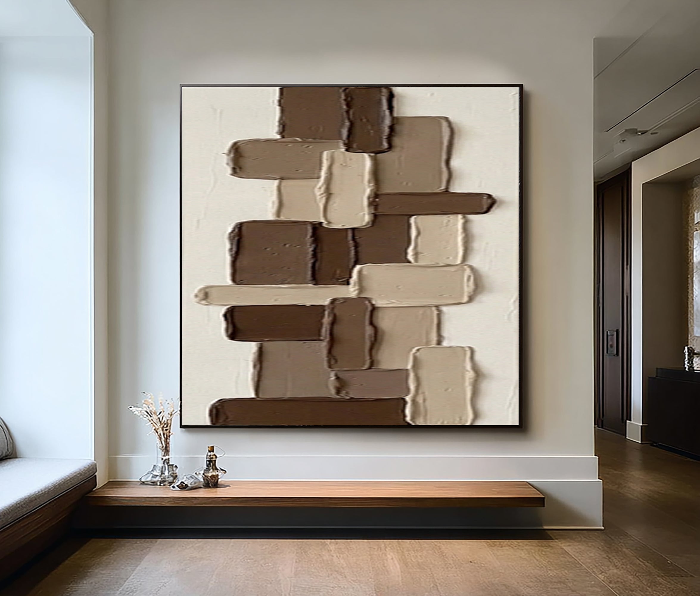 Large Earth Tone Textured Wall Art Hand Painted Abstract Canvas
