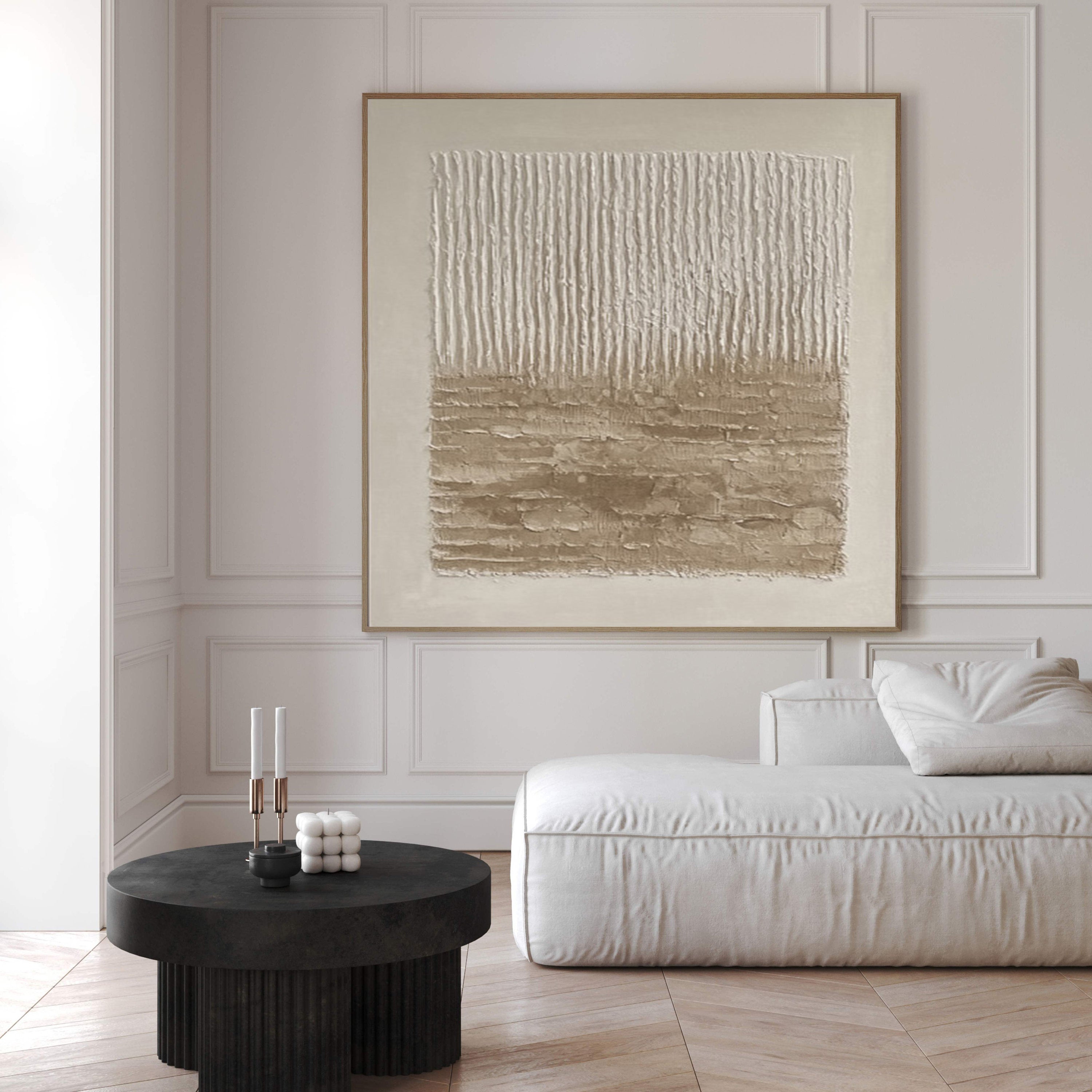 Textured Neutral Abstract with Layered Horizontal Base for Home #MM560