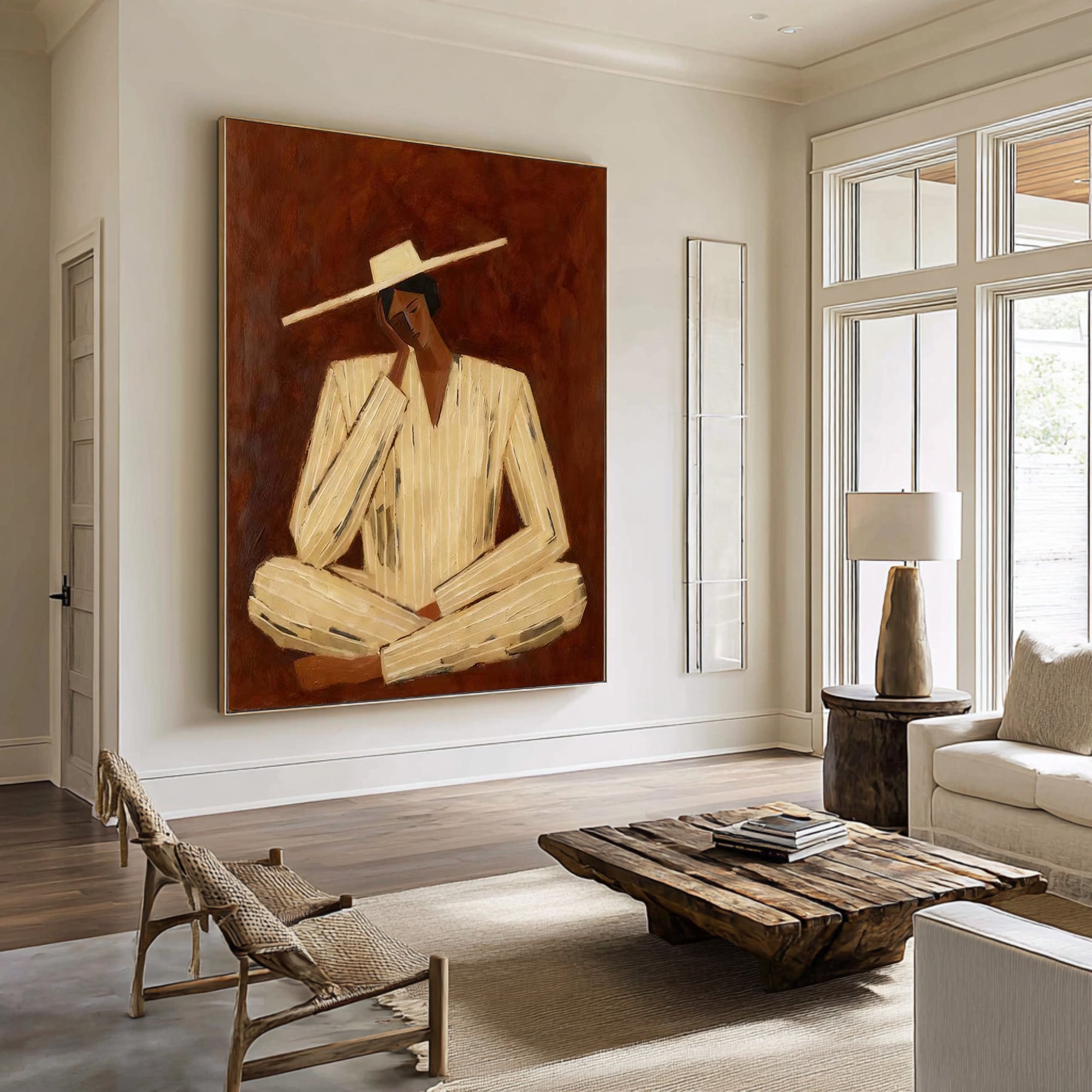 Large Minimalist Figure Painting for Modern Interiors
